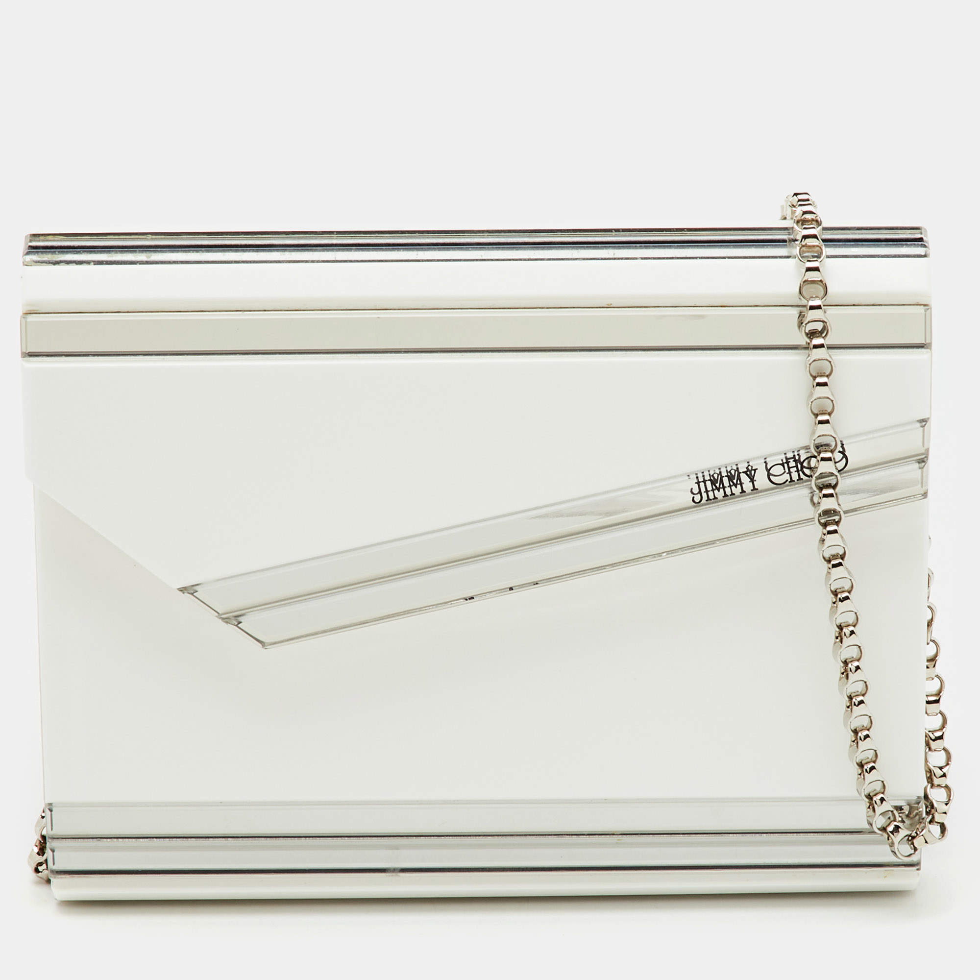 Jimmy Choo White Acrylic Perspex Candy Chain Clutch