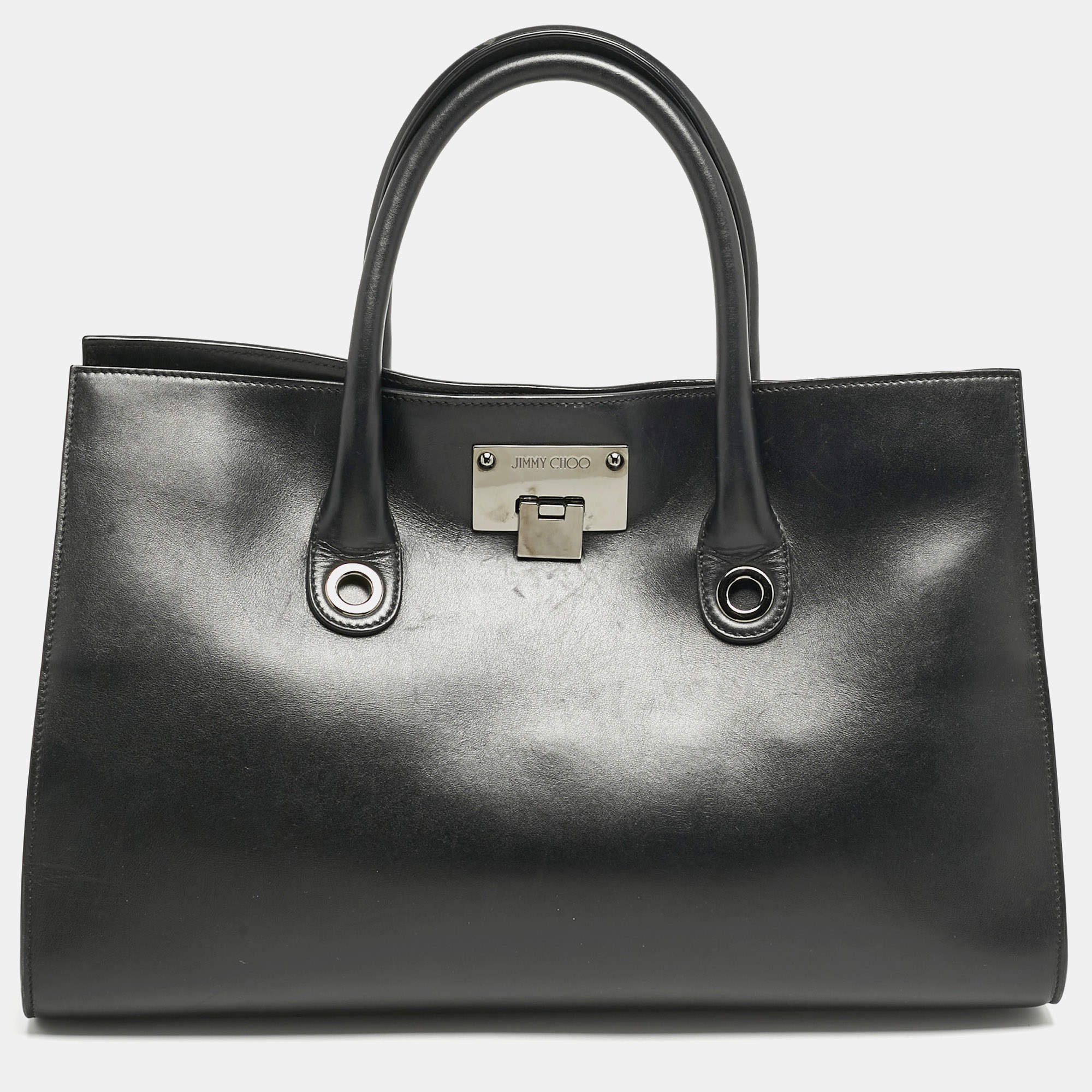 Jimmy Choo Black Leather Riley Tote