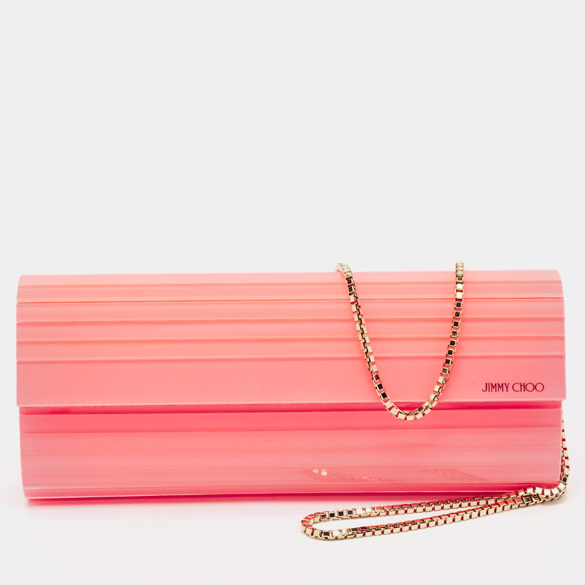 Jimmy Choo Neon Pink Acrylic Sweetie Chain Clutch