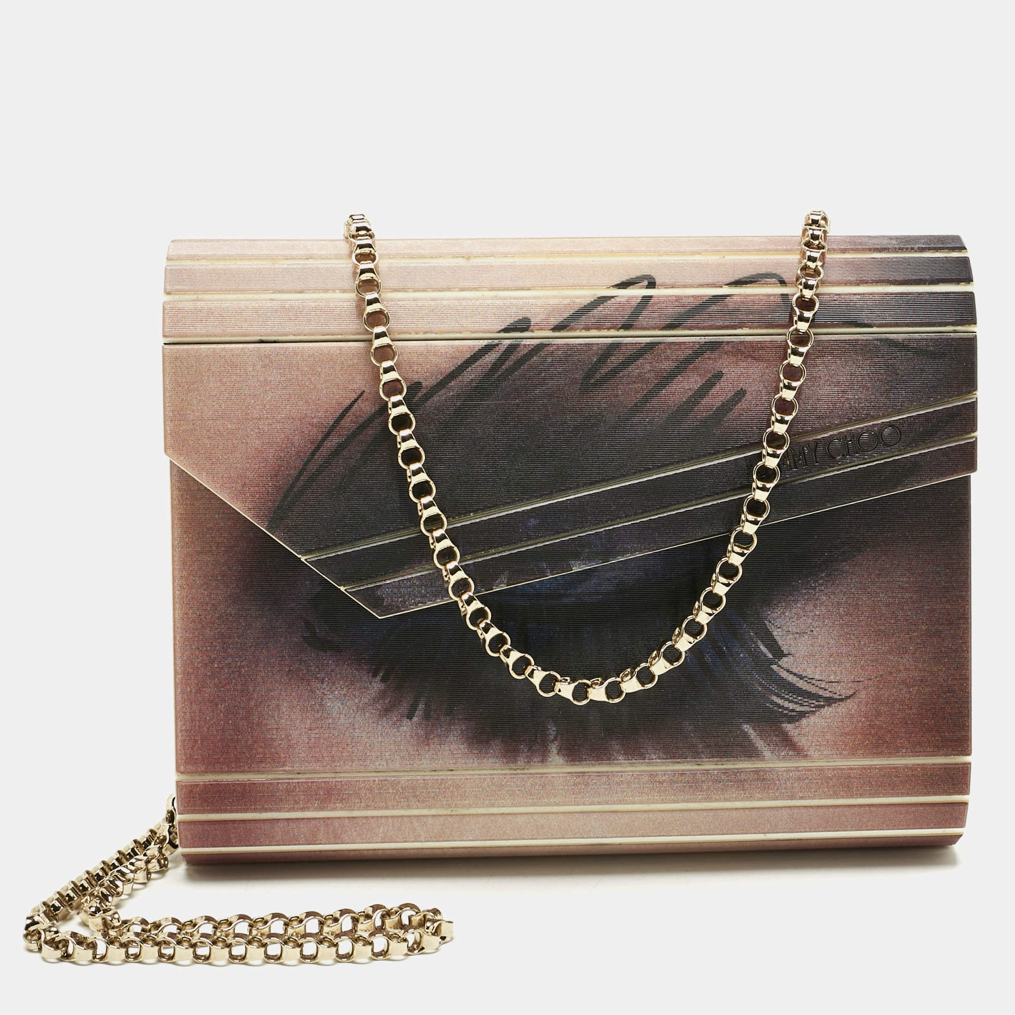 Pre Owned Jimmy Choo Multicolor Holographic Eye Acrylic Candy Chain Clutch