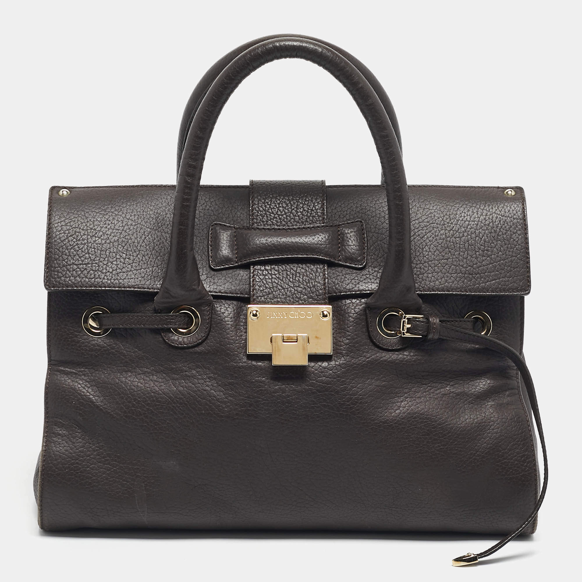 Pre Owned Jimmy Choo Cacao Leather Rosalie Satchel
