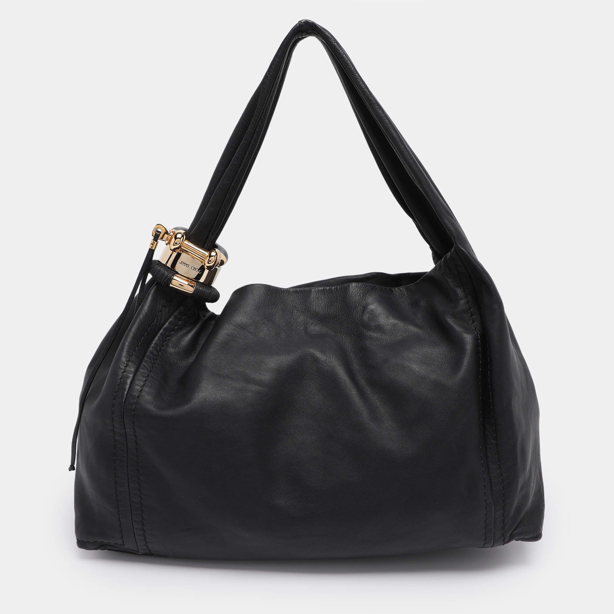 Pre Owned Jimmy Choo Black Leather XL Saba Hobo