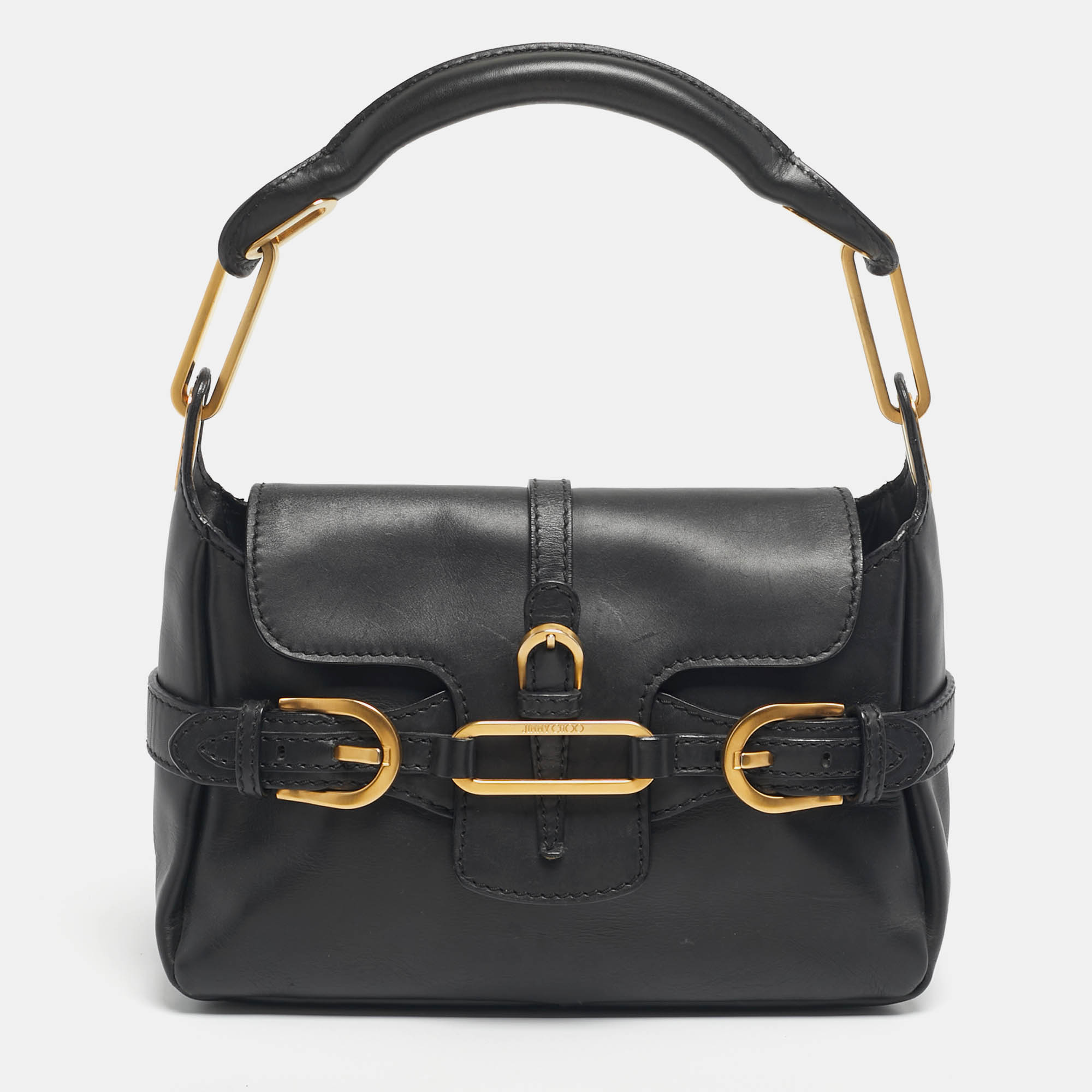 Pre Owned Jimmy Choo Black Leather Small Tulita Shoulder Bag