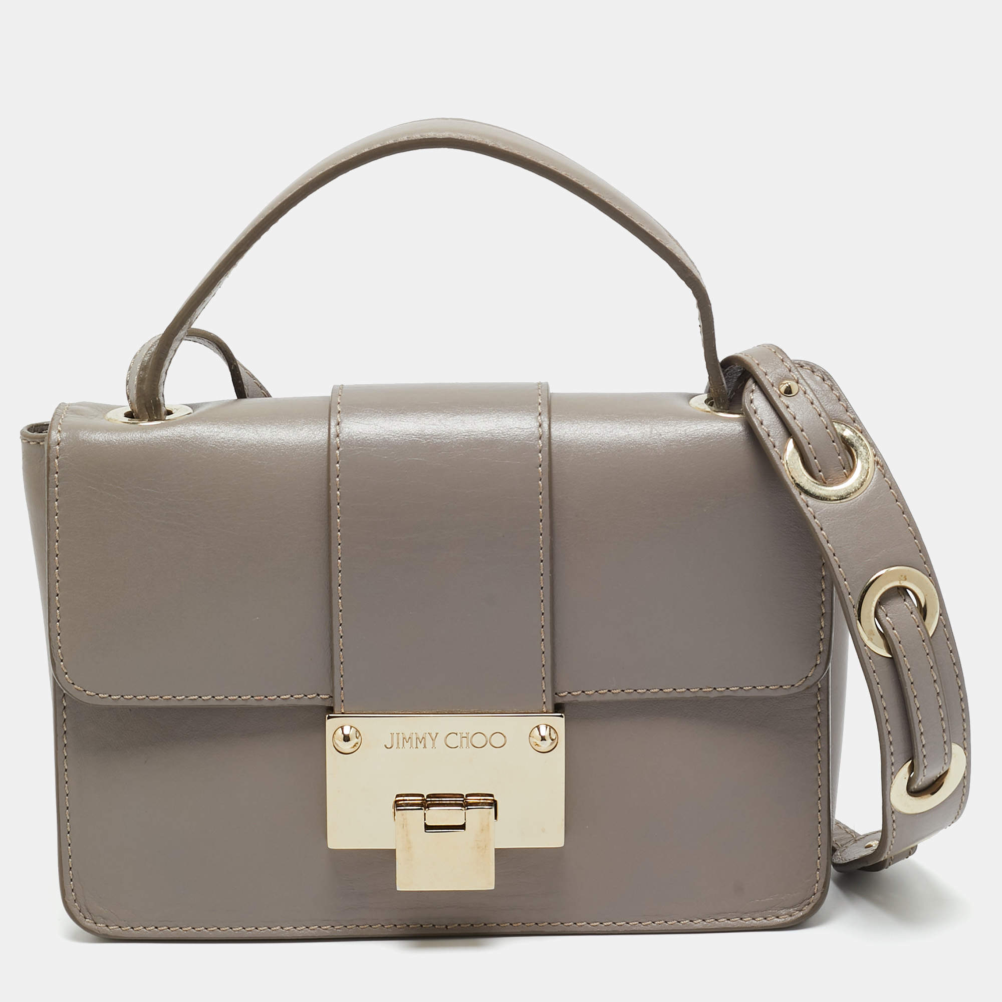 Pre Owned Jimmy Choo Grey Leather Rebel Crossbody Bag