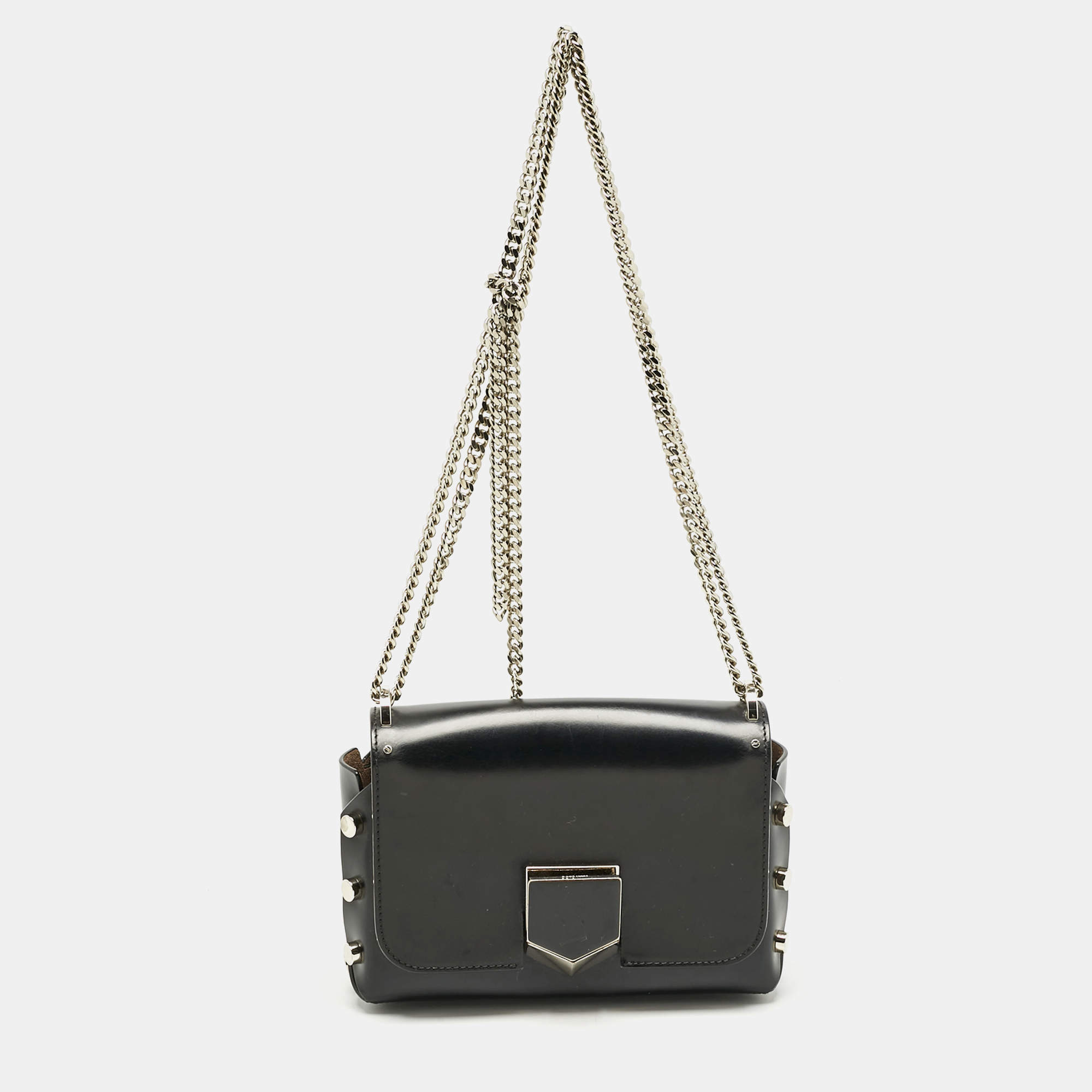 Pre Owned Jimmy Choo Black Leather Lockett City Shoulder Bag