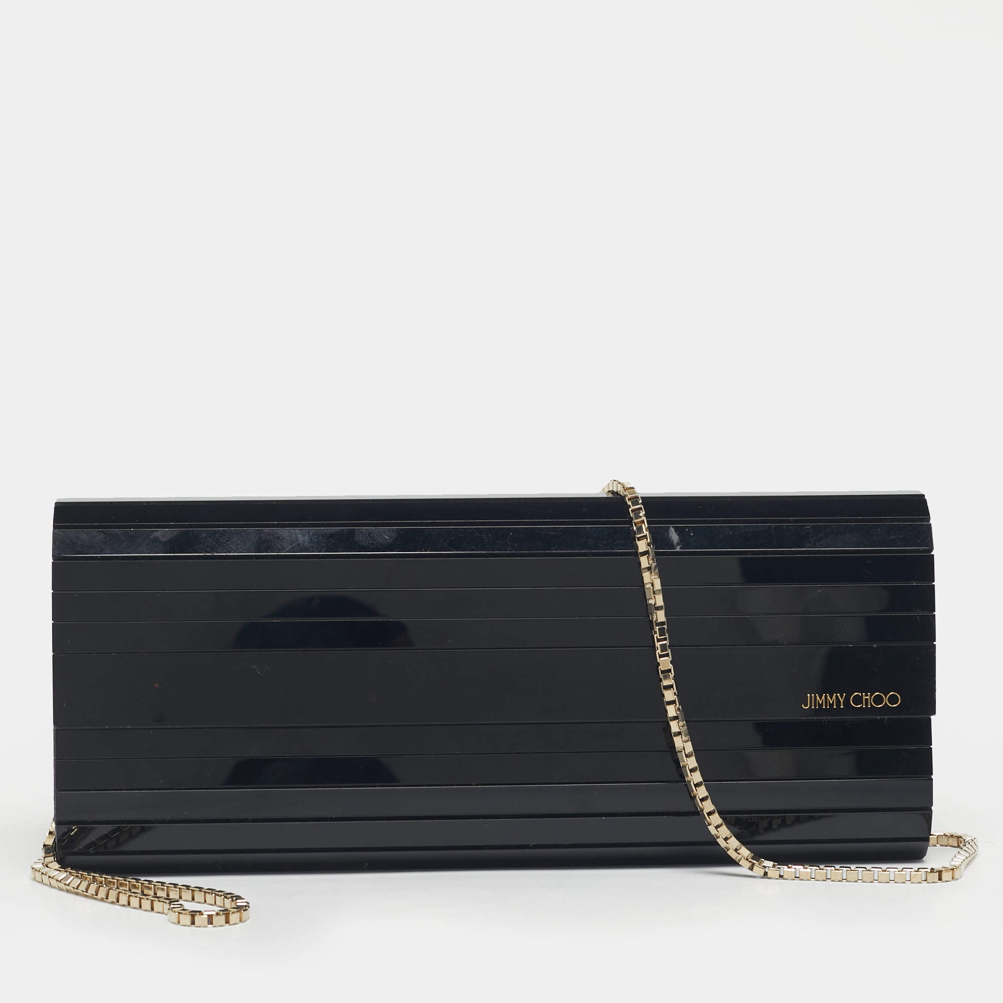 Pre Owned Jimmy Choo Black Acrylic Sweetie Chain Clutch