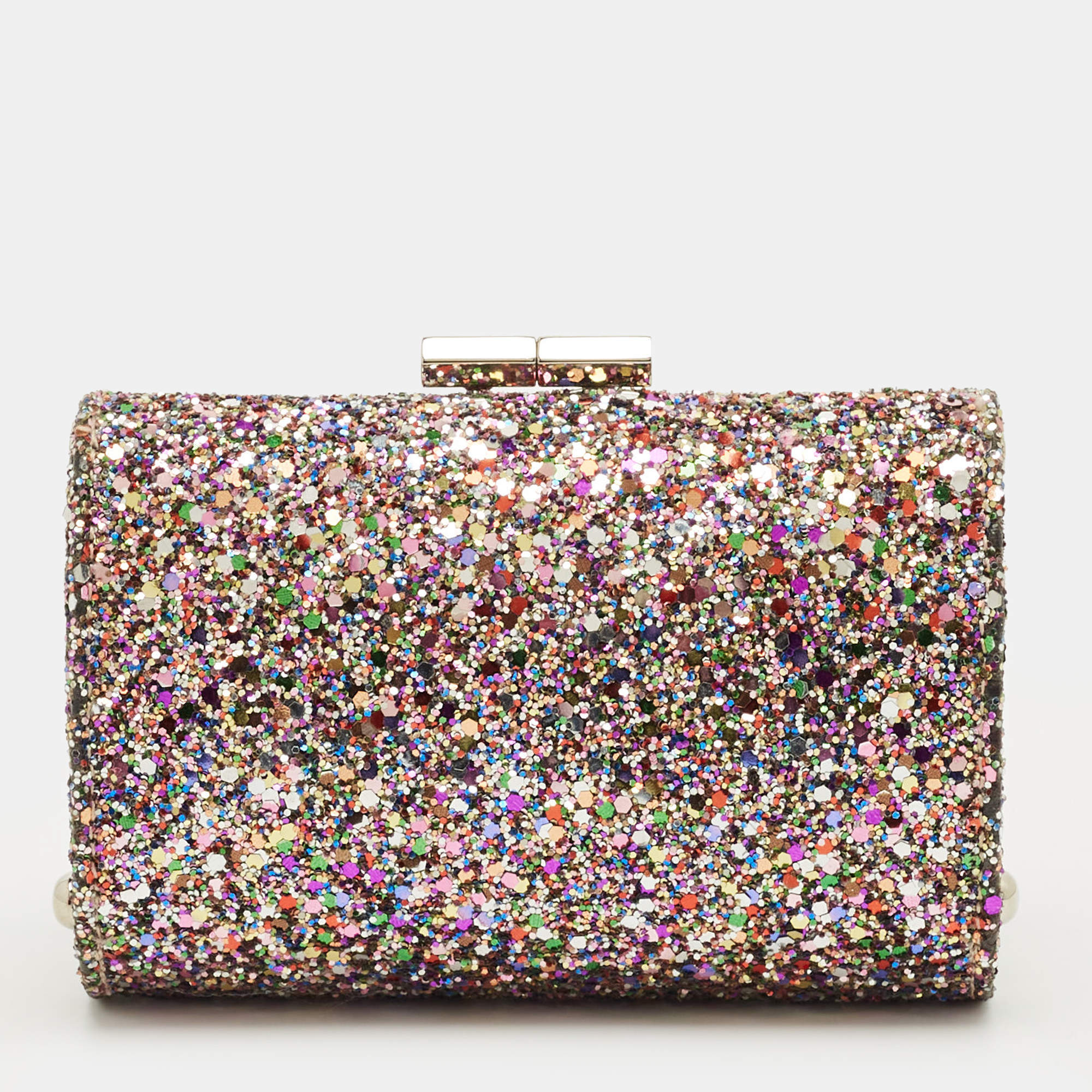 Pre Owned Jimmy Choo Multicolor Glitter Fabric Mini Tube Clutch