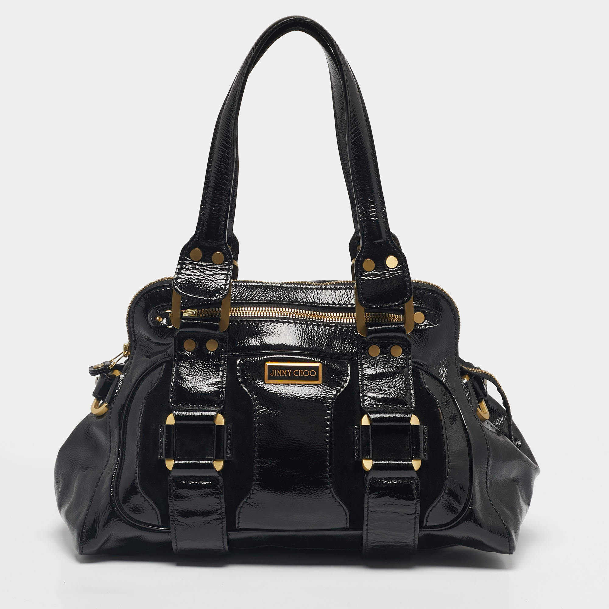 Pre Owned Jimmy Choo Black Patent Leather Malena Bag