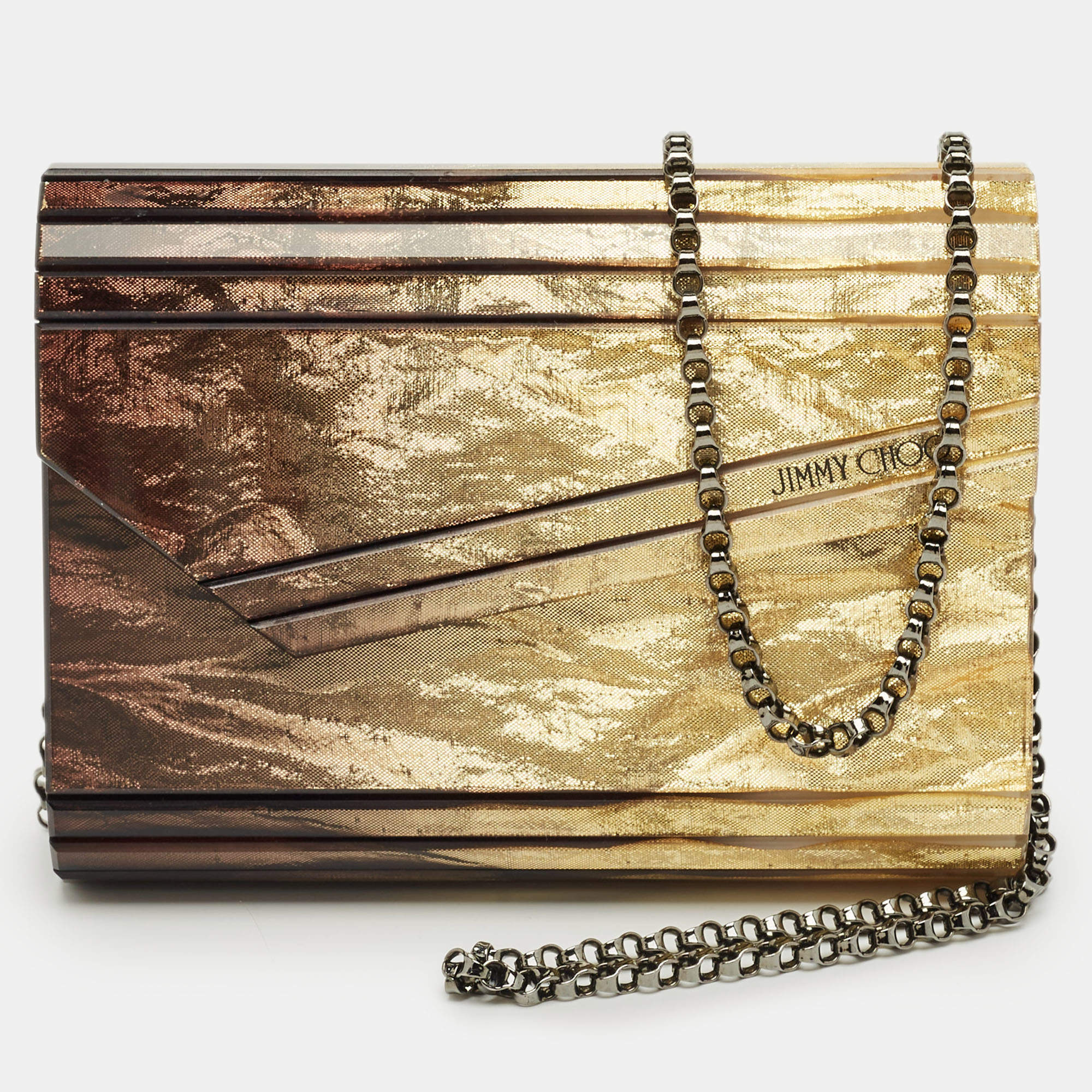 Pre Owned Jimmy Choo Acrylic and Leather Degrade Crinkled Candy Chain Clutch