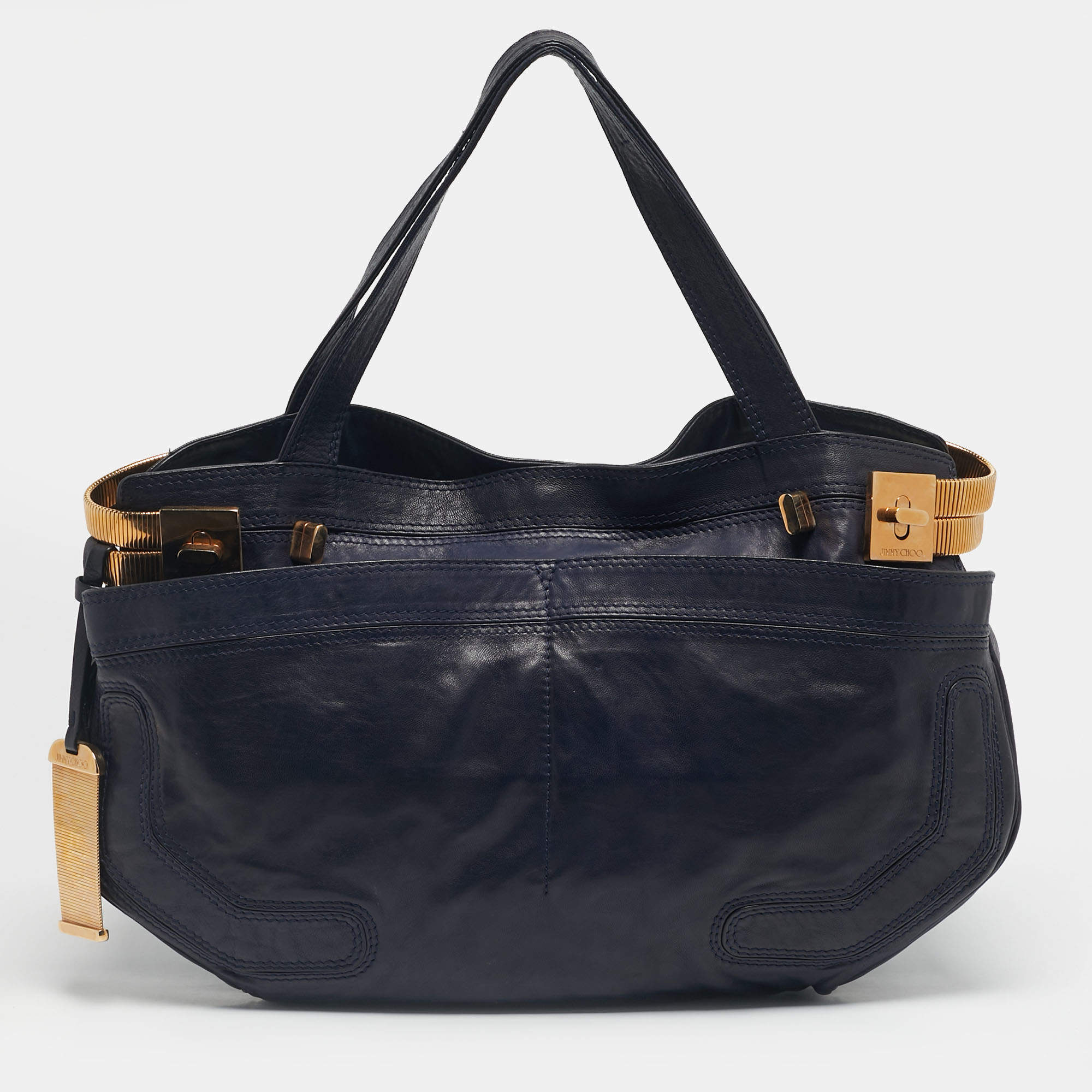 Pre Owned Jimmy Choo Navy Blue Leather Elsa Shoulder Bag