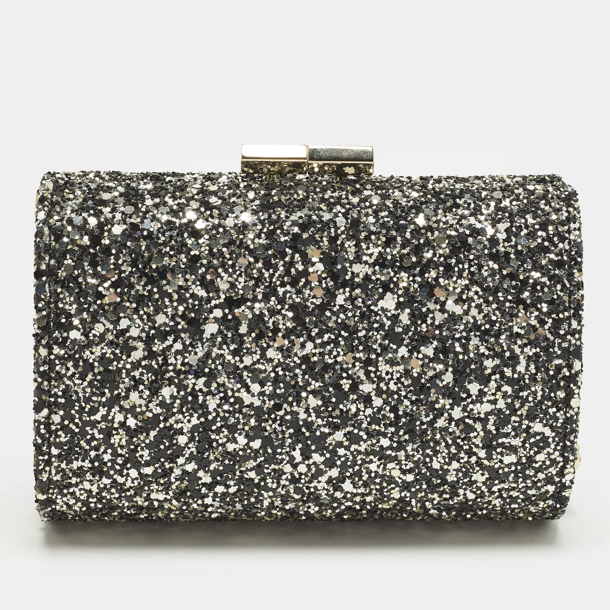 مملوكة مسبقًا Jimmy Choo Kisslock Grey Glitter Clutch