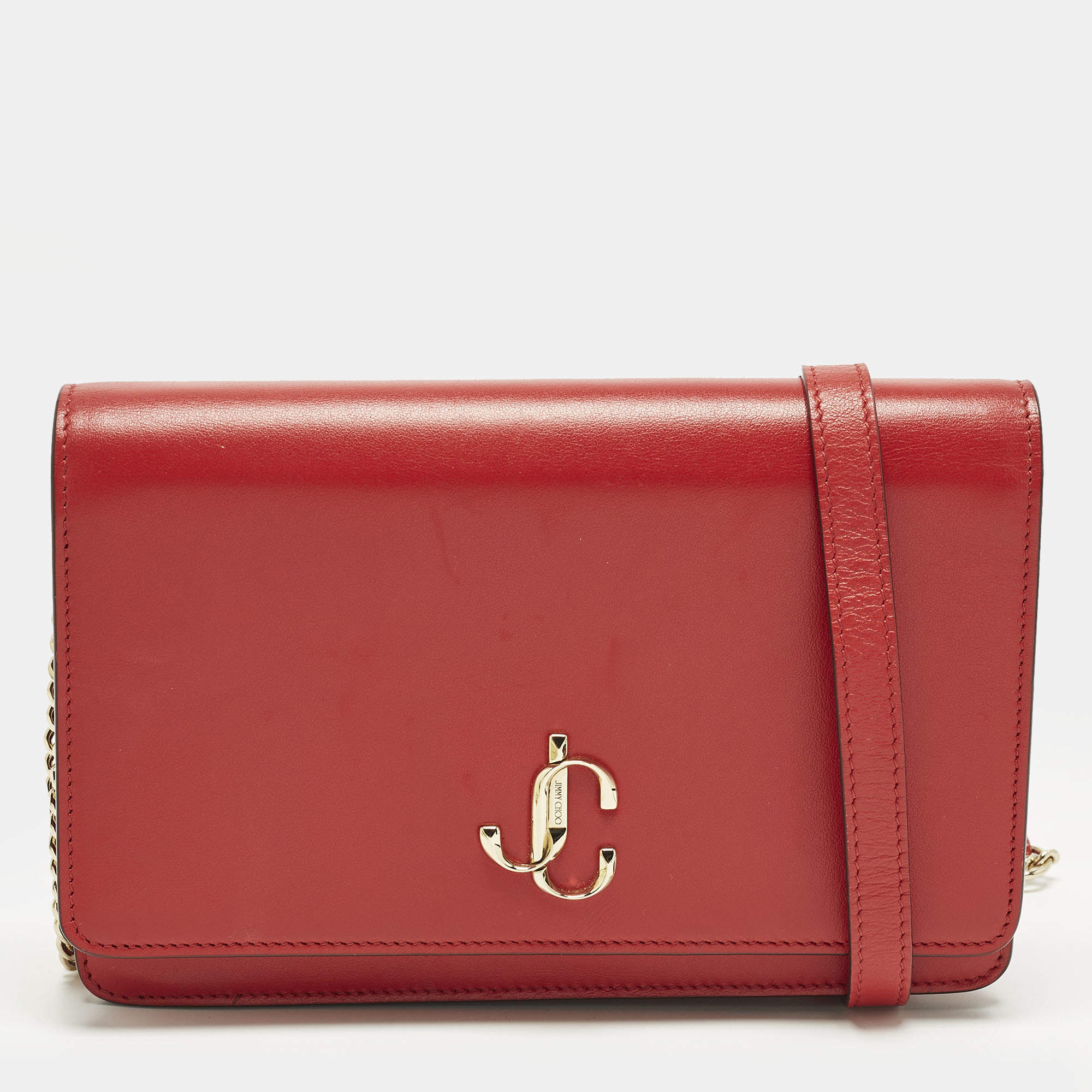 Pre Owned Jimmy Choo Palace Red Leather Clutch Bag