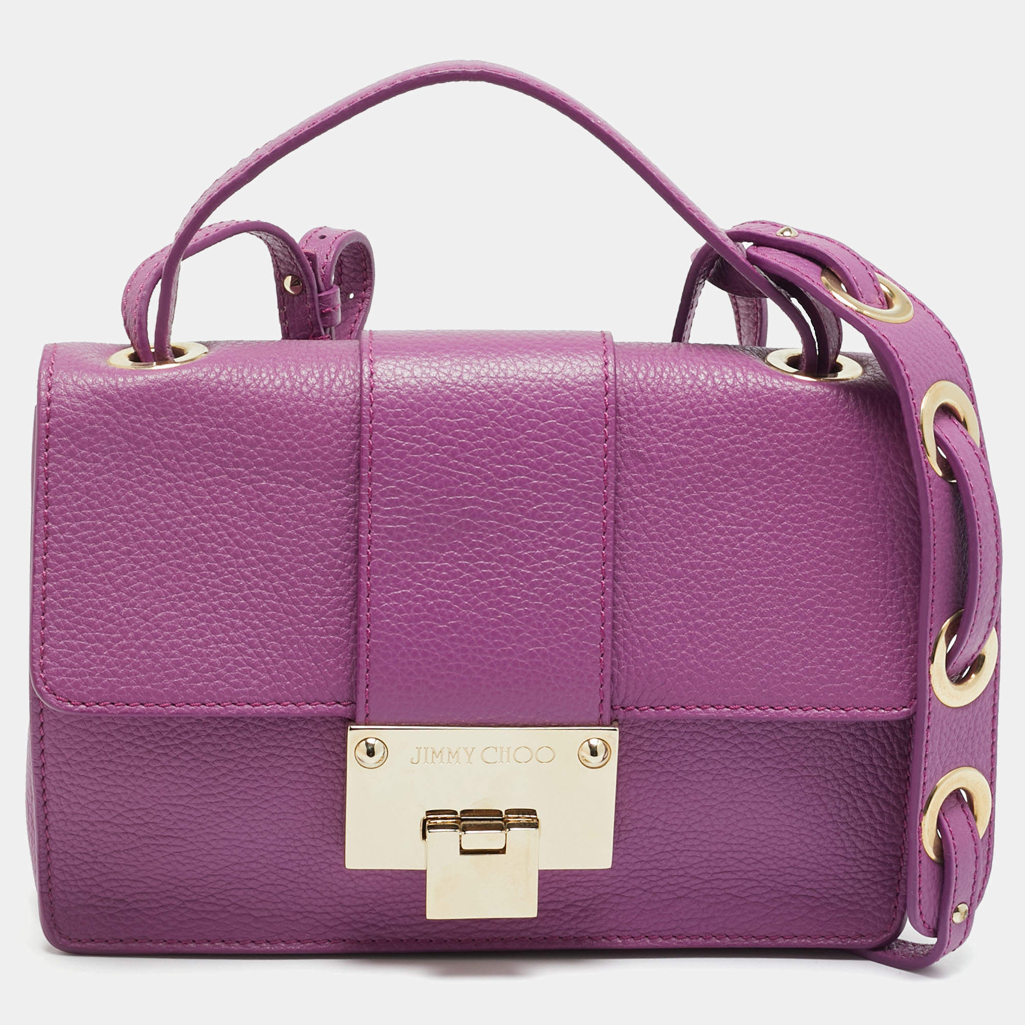 Pre Owned حقيبة جيمي تشو يد علوية ريبيل جلد زهري