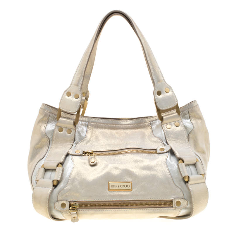 Pre Owned Jimmy Choo Metallic Leather Malena Satchel