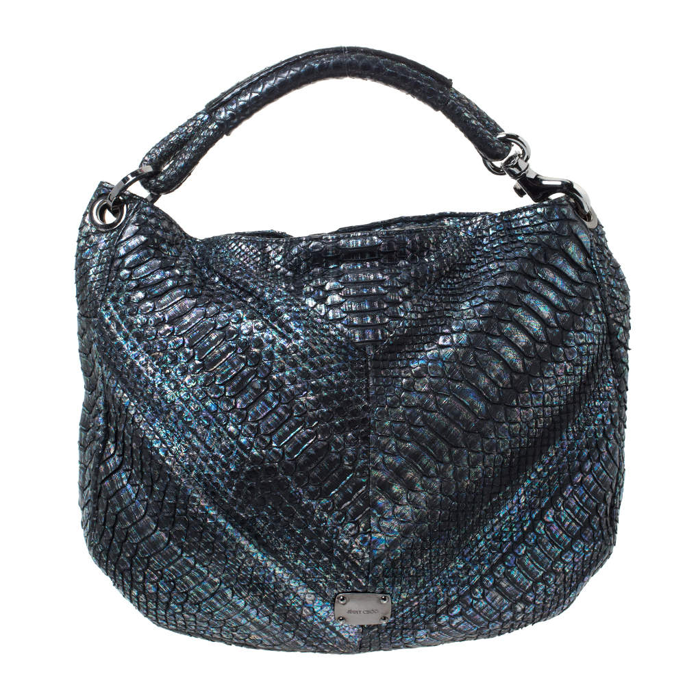 Jimmy Choo Holographic Python Effect Leather Sky Hobo