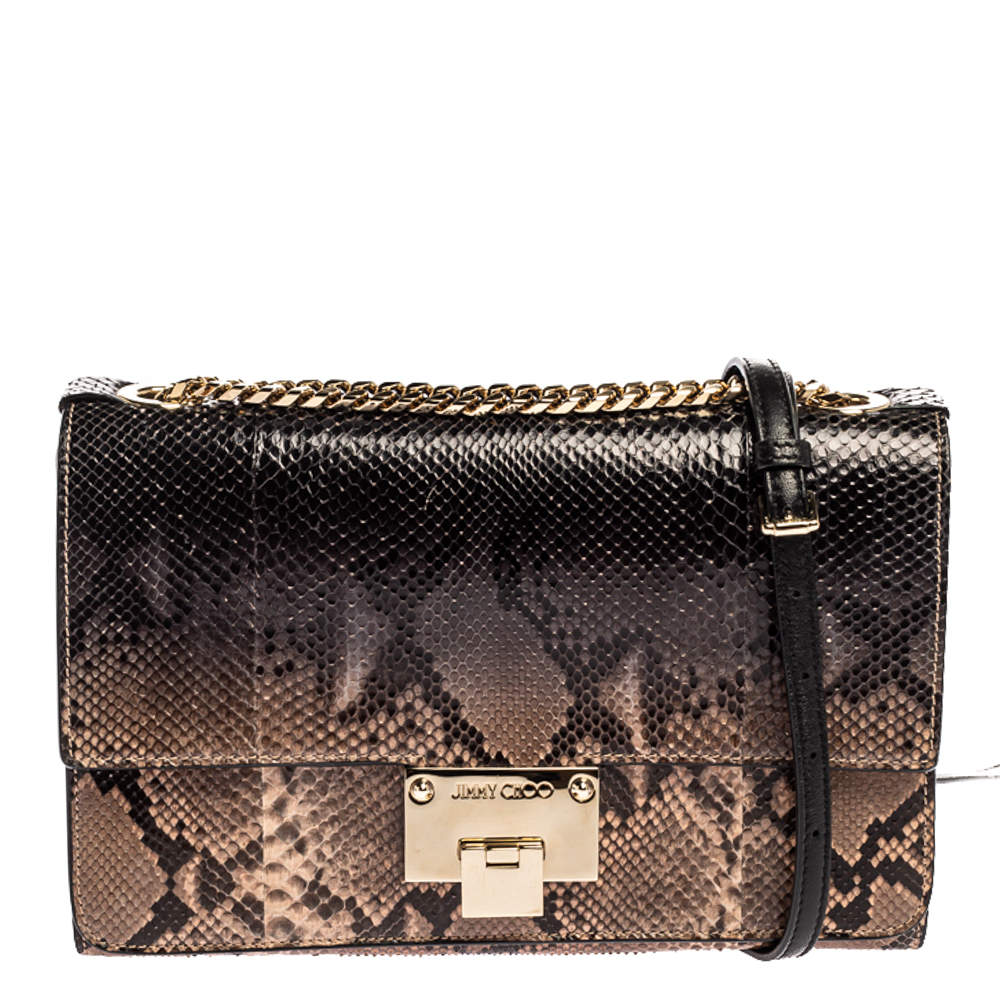 Pre Owned Jimmy Choo Brown Python Rebel Shoulder Bag