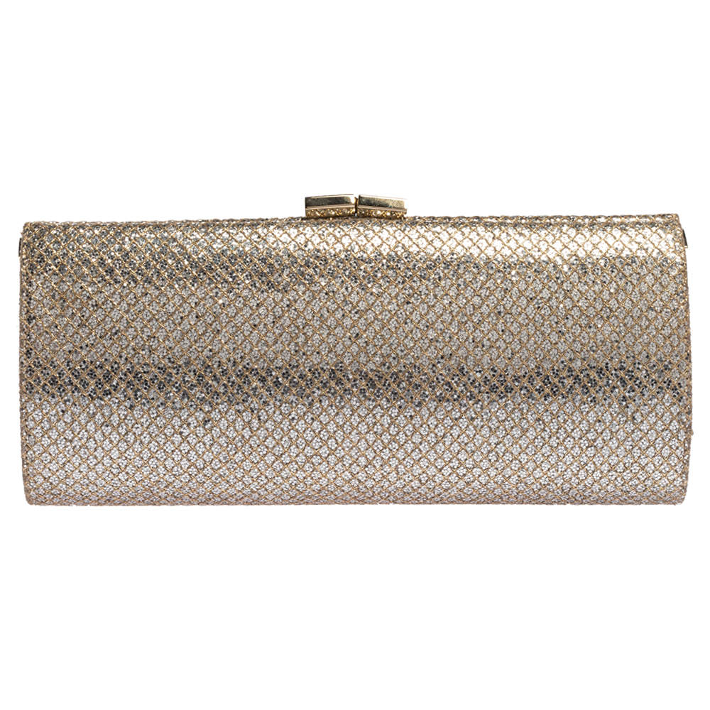 Pre Owned حقيبة كلتش جيمي تشو تيوب تول غليتر ذهبي