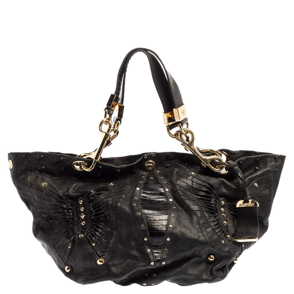 Pre Owned Jimmy Choo Black Leather Lohla Jane Tote