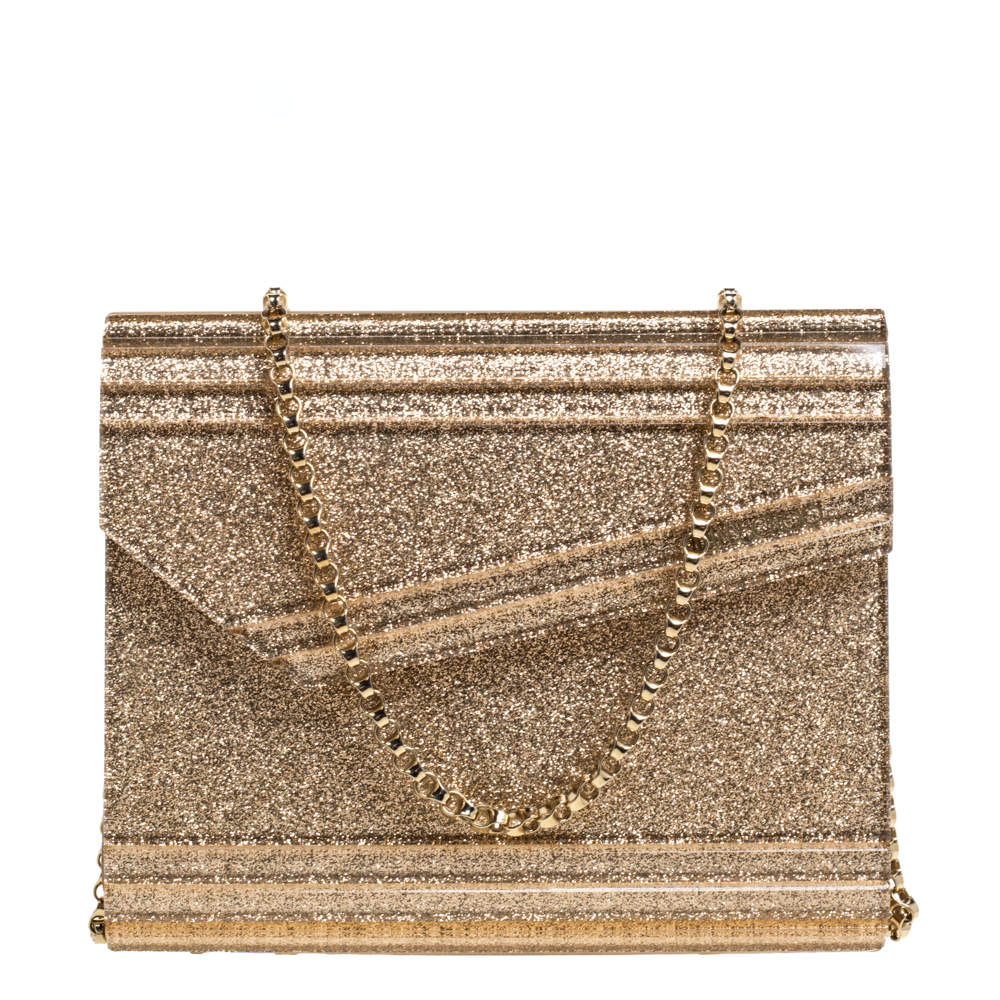 مملوكة مسبقًا حقيبة كلتش جيمي تشو كاندي أكريليك غليتر فضية