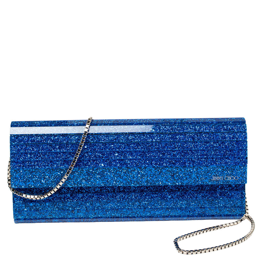 Jimmy Choo Blue Glitter Acrylic Sweetie Chain Clutch Jimmy Choo | The ...