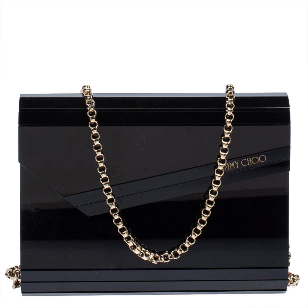 Jimmy Choo Black Acrylic and Leather Candy Chain Clutch 