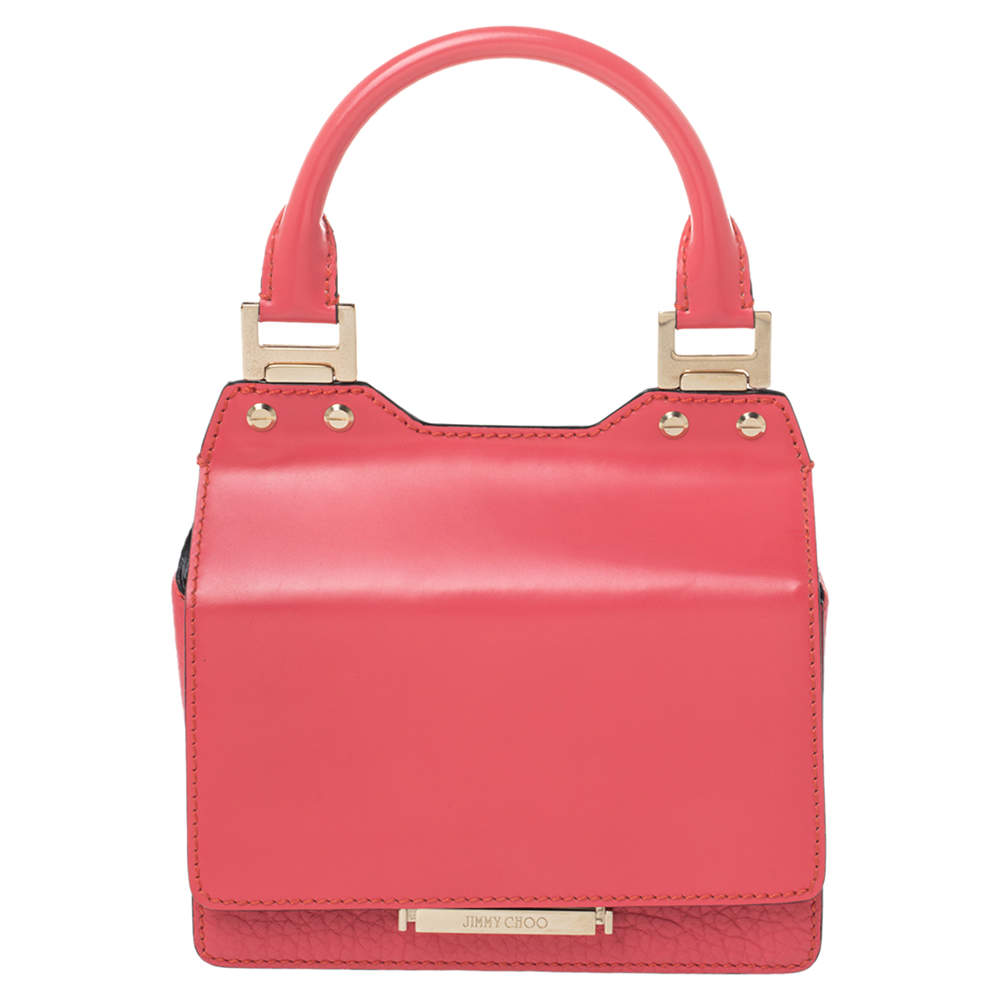 Jimmy Choo Pink Leather Top Flap Handle Bag