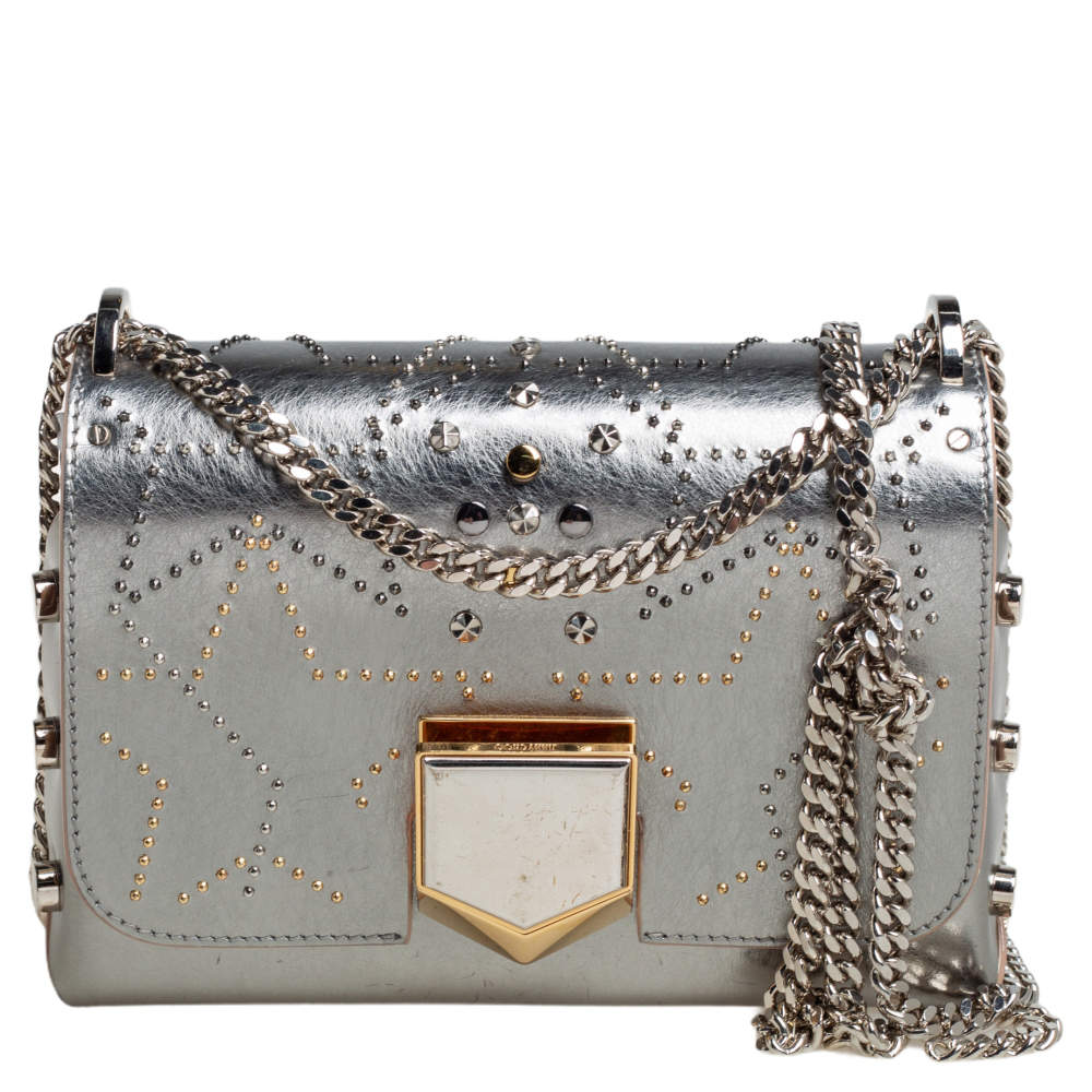 jimmy choo silver evening bag