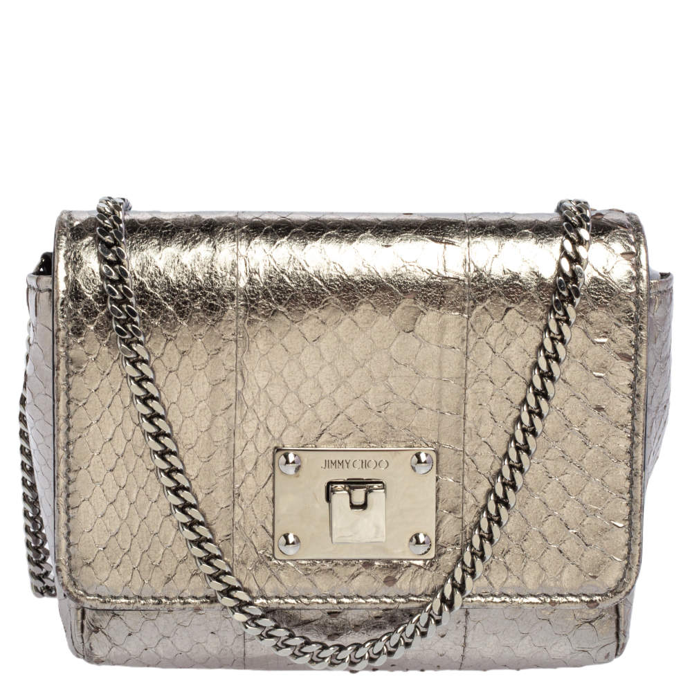 مملوكة مسبقًا Jimmy Choo Silver Python Mini Ruby Crossbody Bag