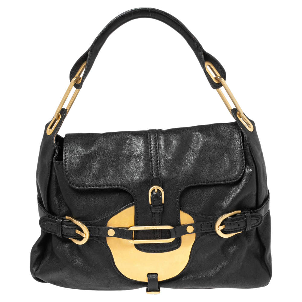 Pre Owned Jimmy Choo Black Leather Tulita Hobo