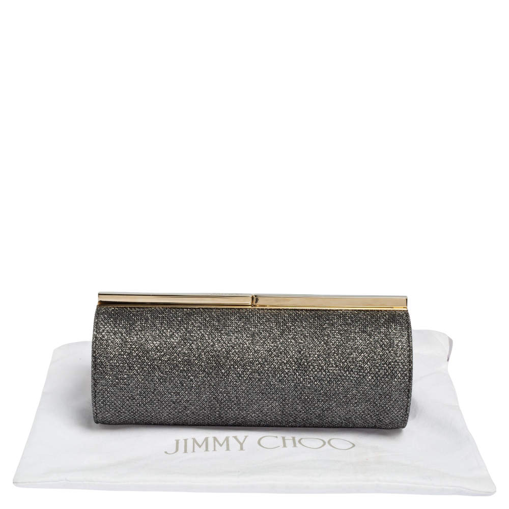 Jimmy Choo Silver Coarse Glitter Trinket Degrade Clutch Jimmy Choo TLC