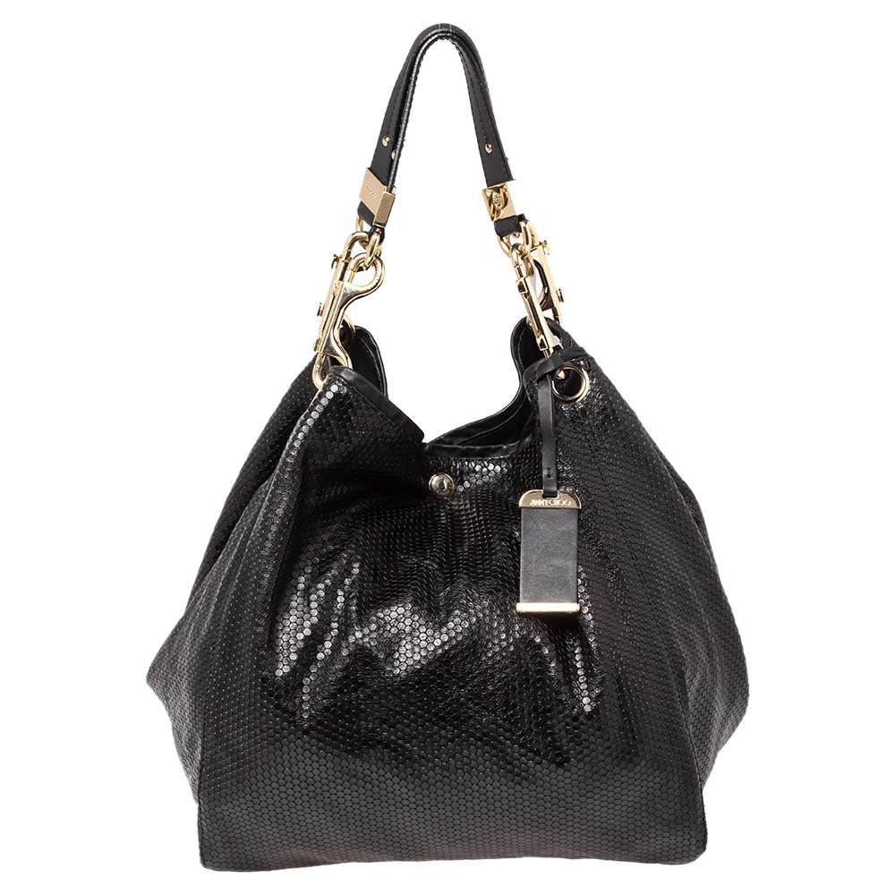 Pre Owned Jimmy Choo Black Embossed Leather Lohla Jayne Tote