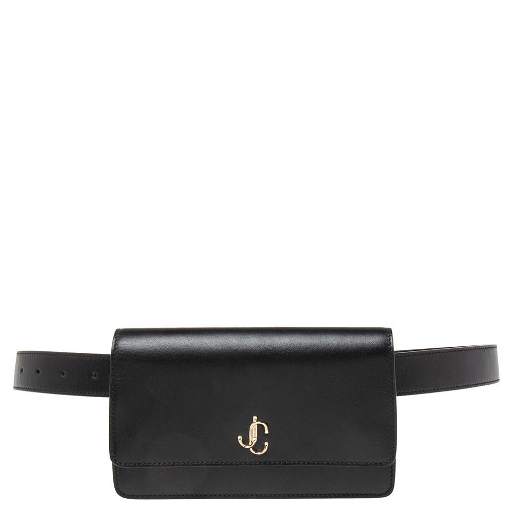 Pre Owned Jimmy Choo Black Leather Varenne Belt Bag