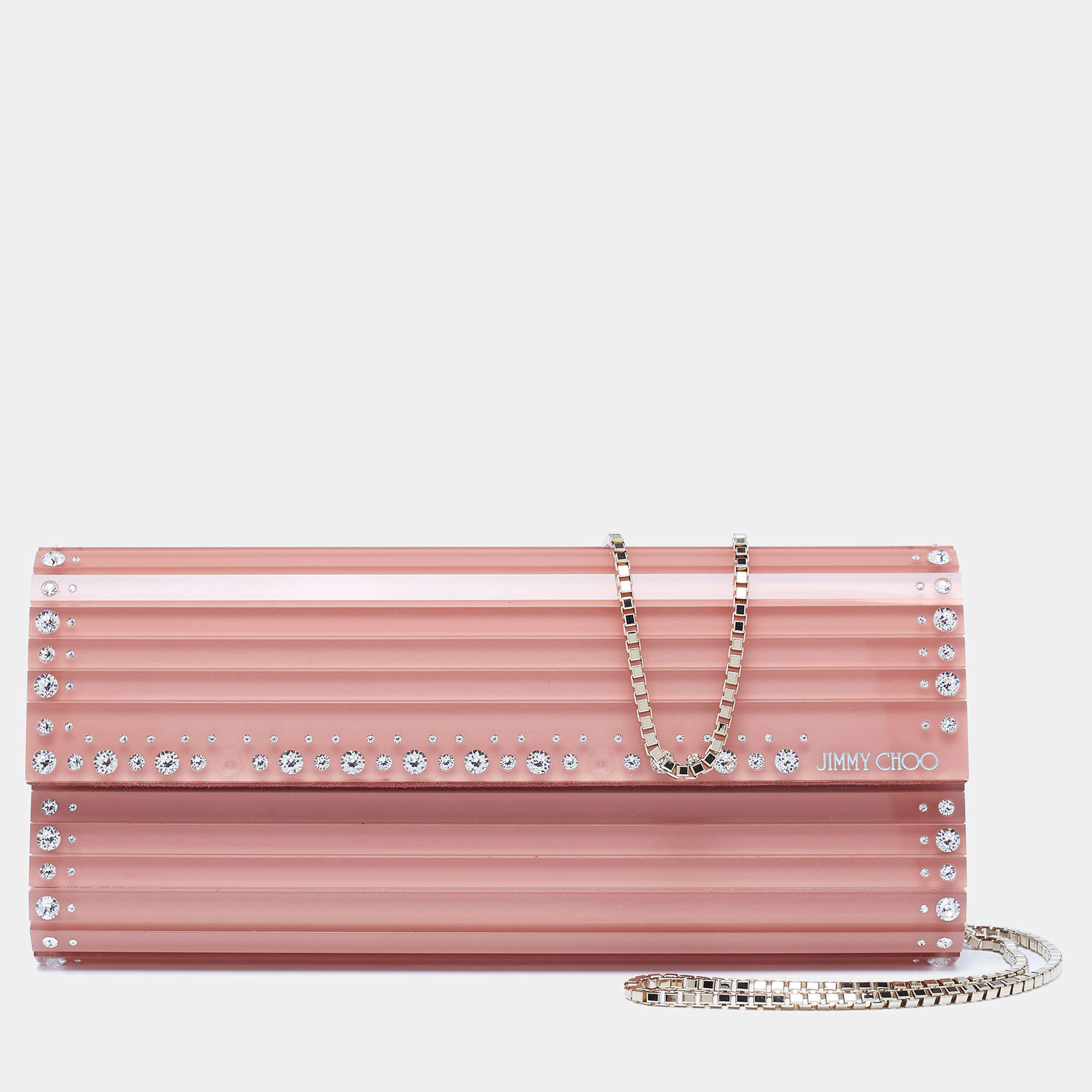 Pre Owned حقيبة كلتش جيمي تشو سويتي أكريليك وردي