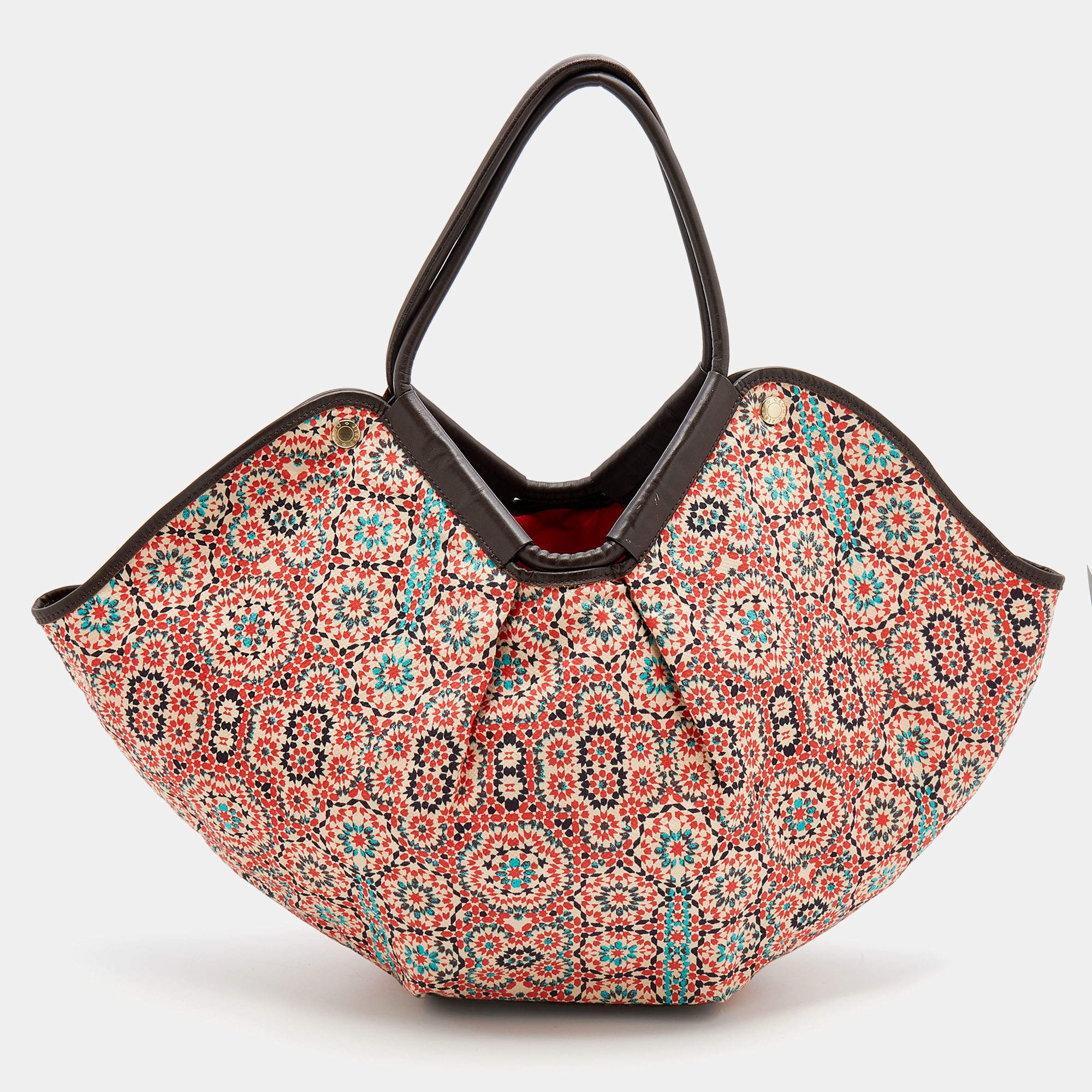 Pre Owned Jimmy Choo Multicolor Printed Canvas And Leather Trimmed Shopper Tote