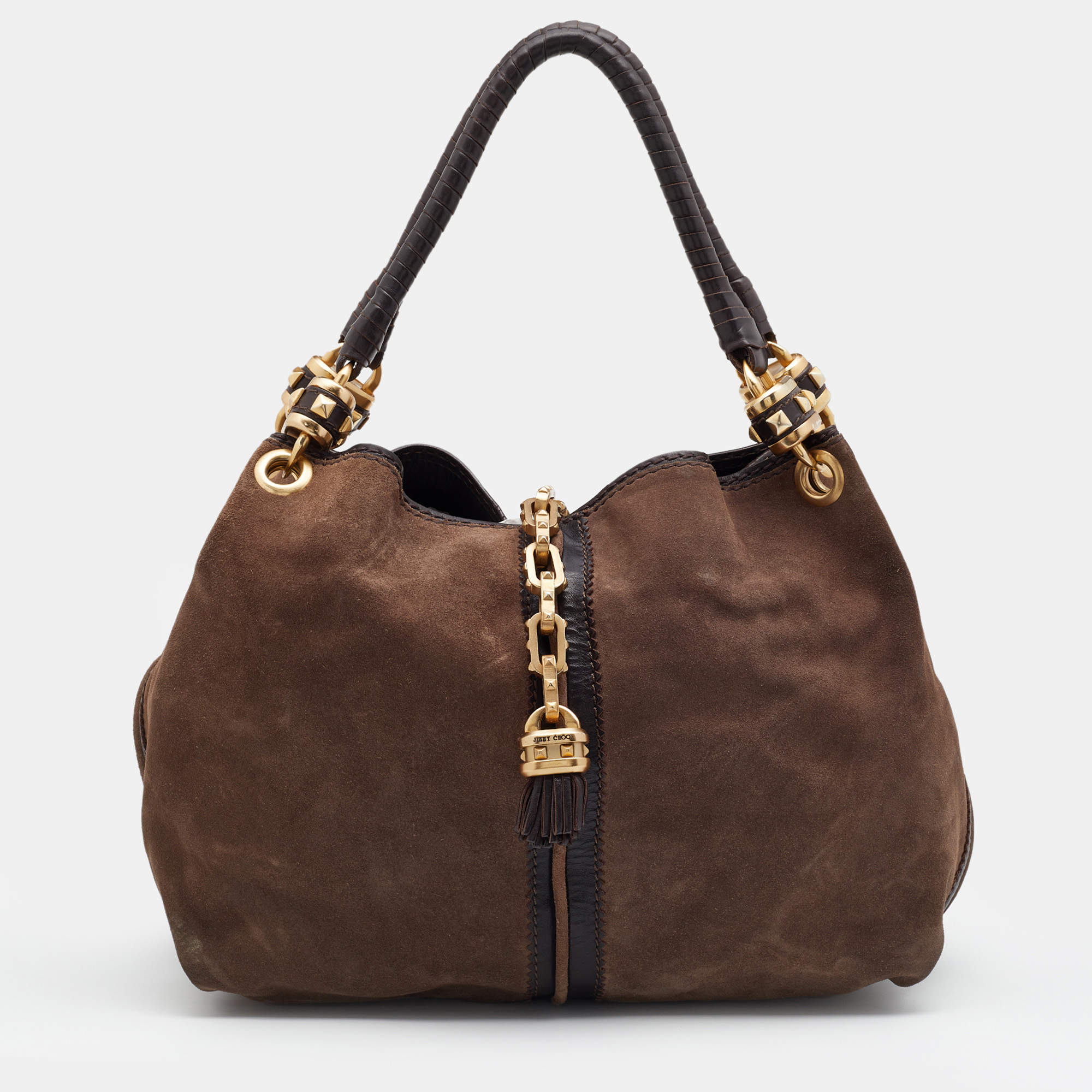 Pre Owned Jimmy Choo Brown Suede and Leather Hobo