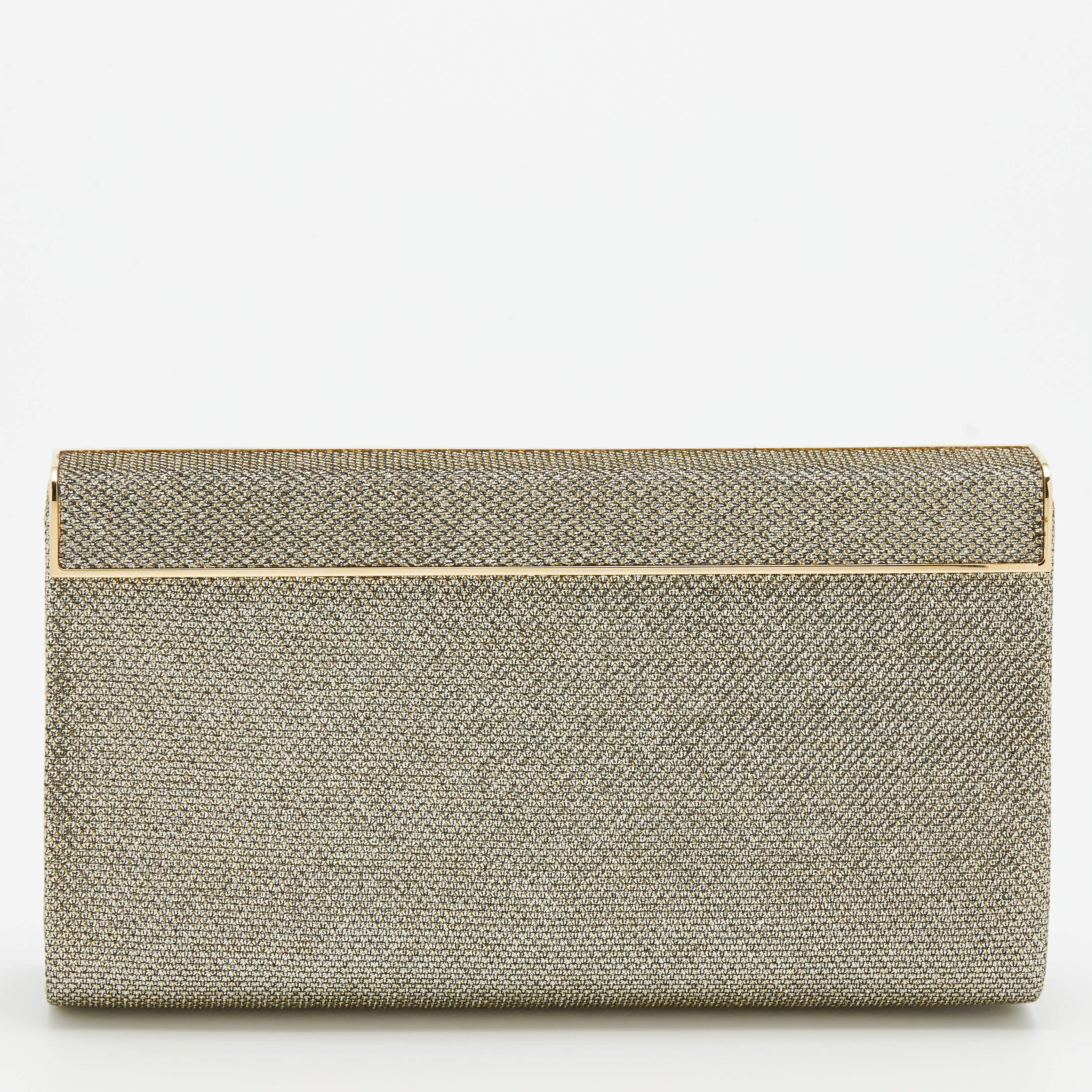 Pre Owned Jimmy Choo Metallic Gold Glitter Cayla Clutch