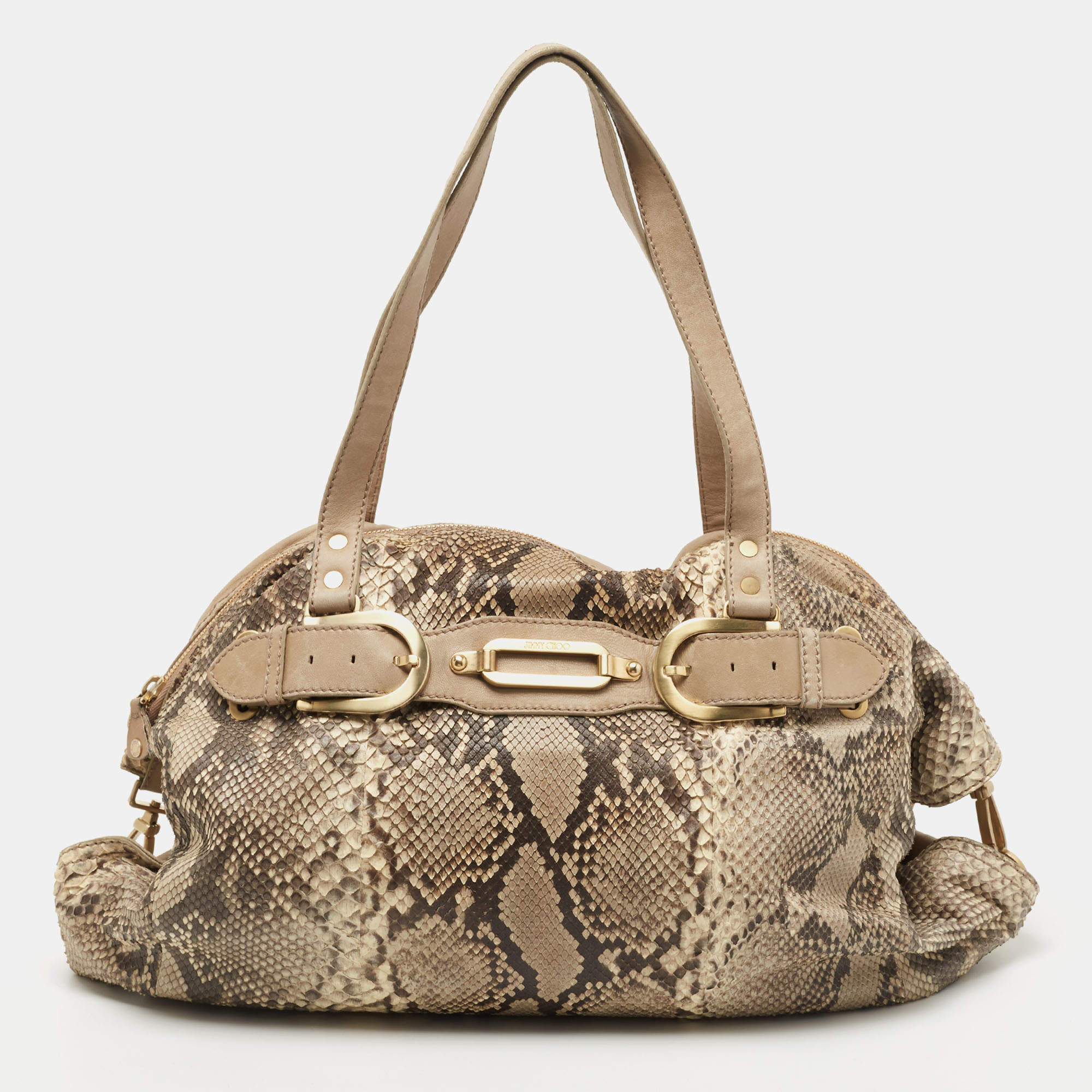 Jimmy Choo Beige/Brown Python Satchel