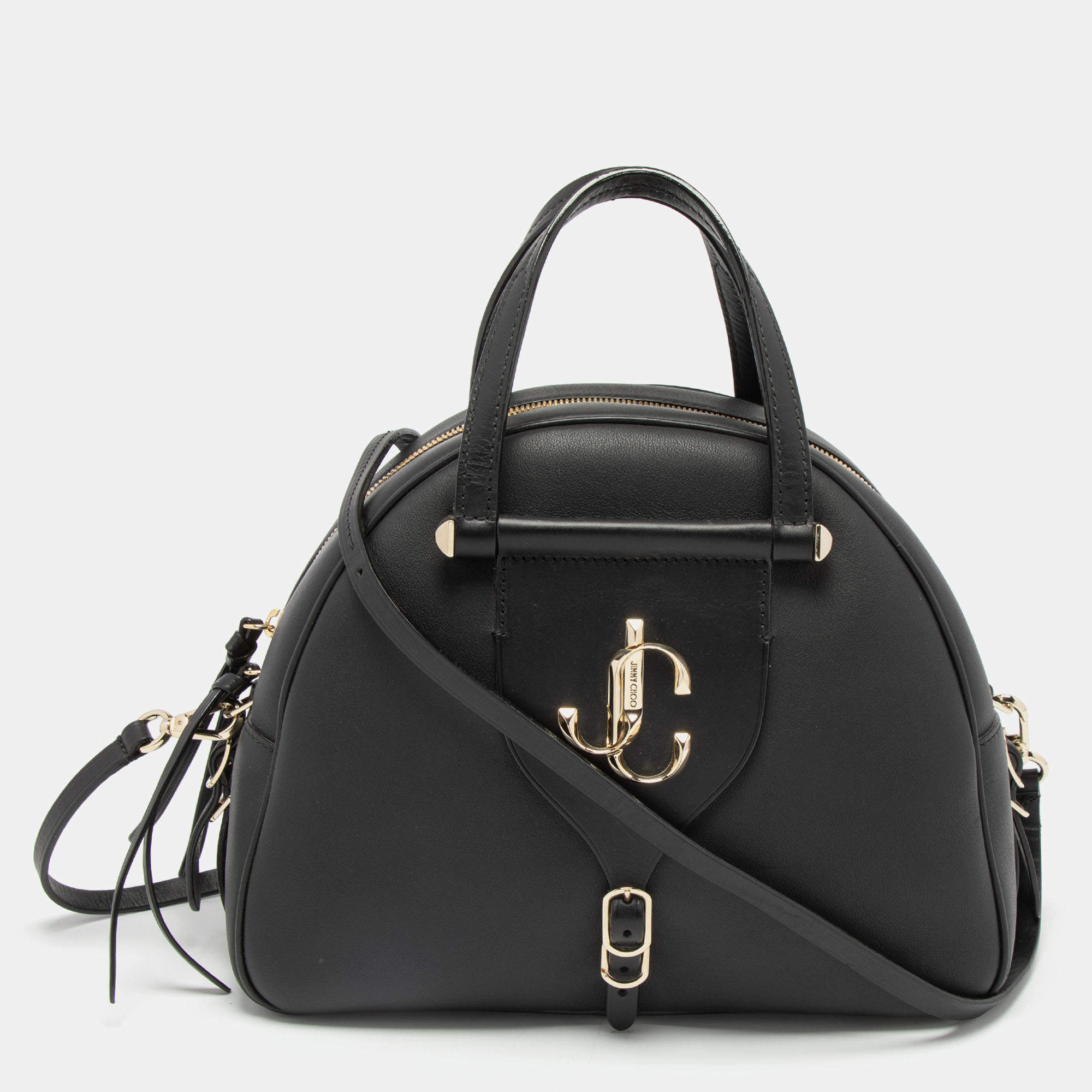 Pre Owned Jimmy Choo Black Leather Medium Varenne Bowler Bag