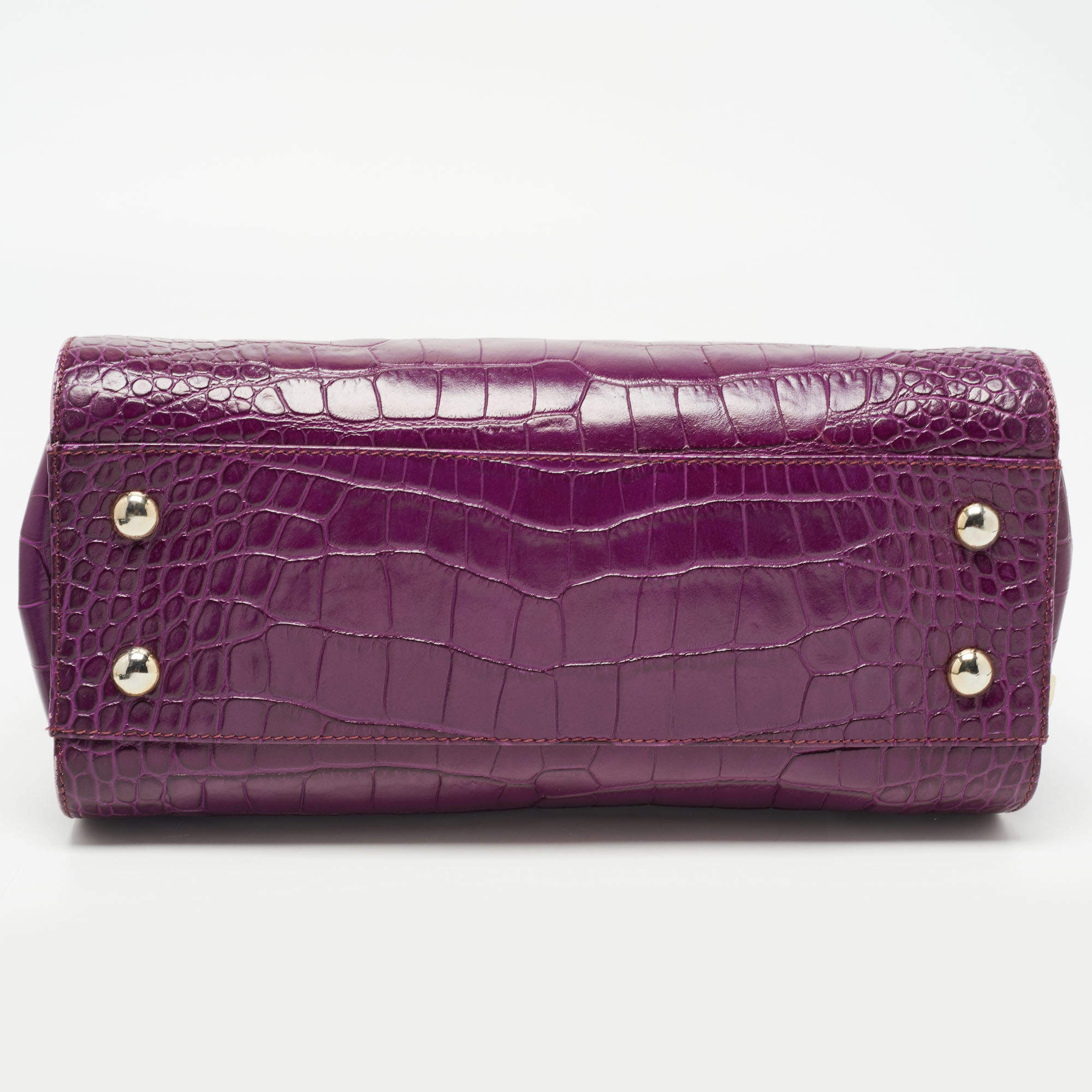 Pre Owned Jimmy Choo Purple Croc Embossed Leather Rosalie Satchel