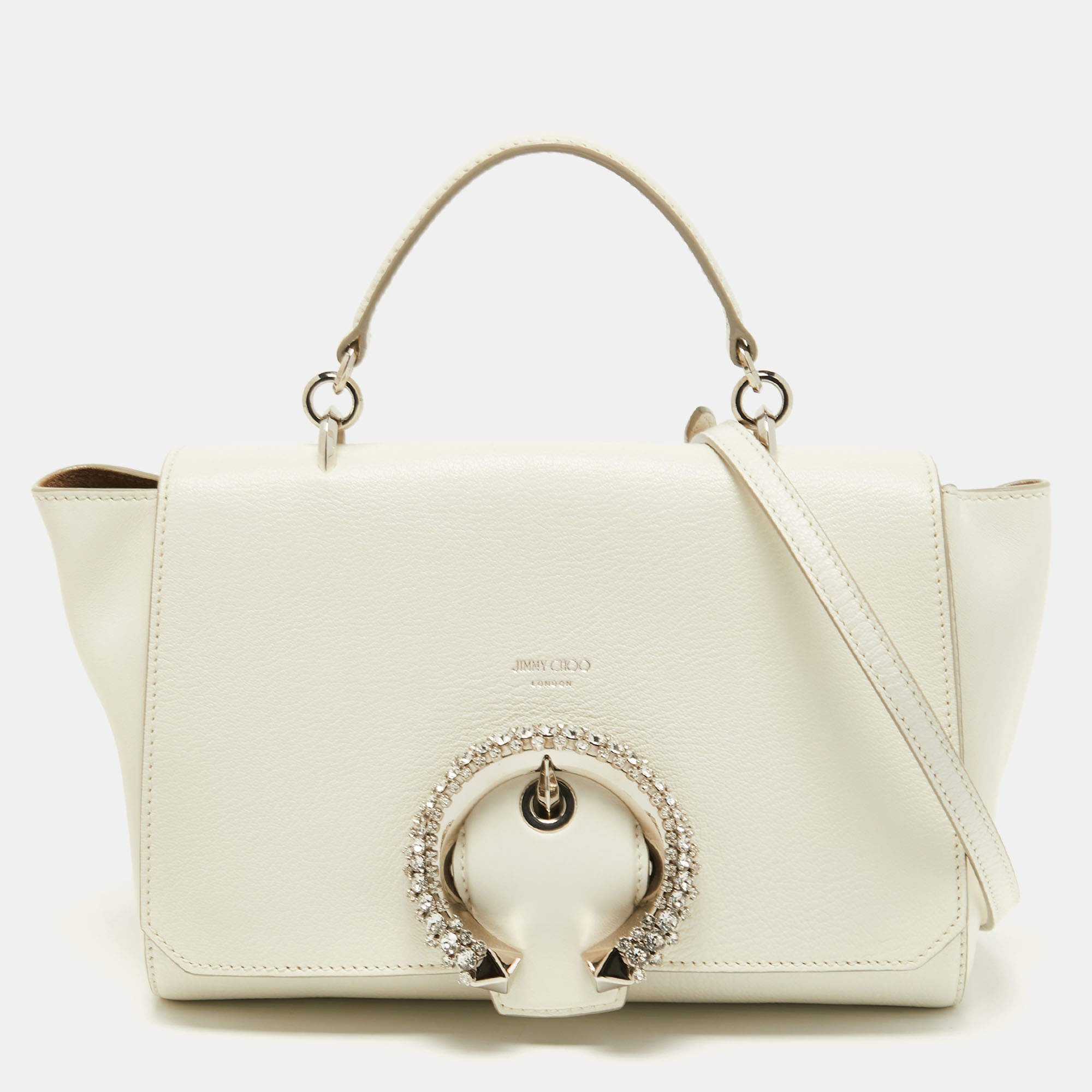 Jimmy Choo White Leather Madeline Top Handle Bag Jimmy Choo The