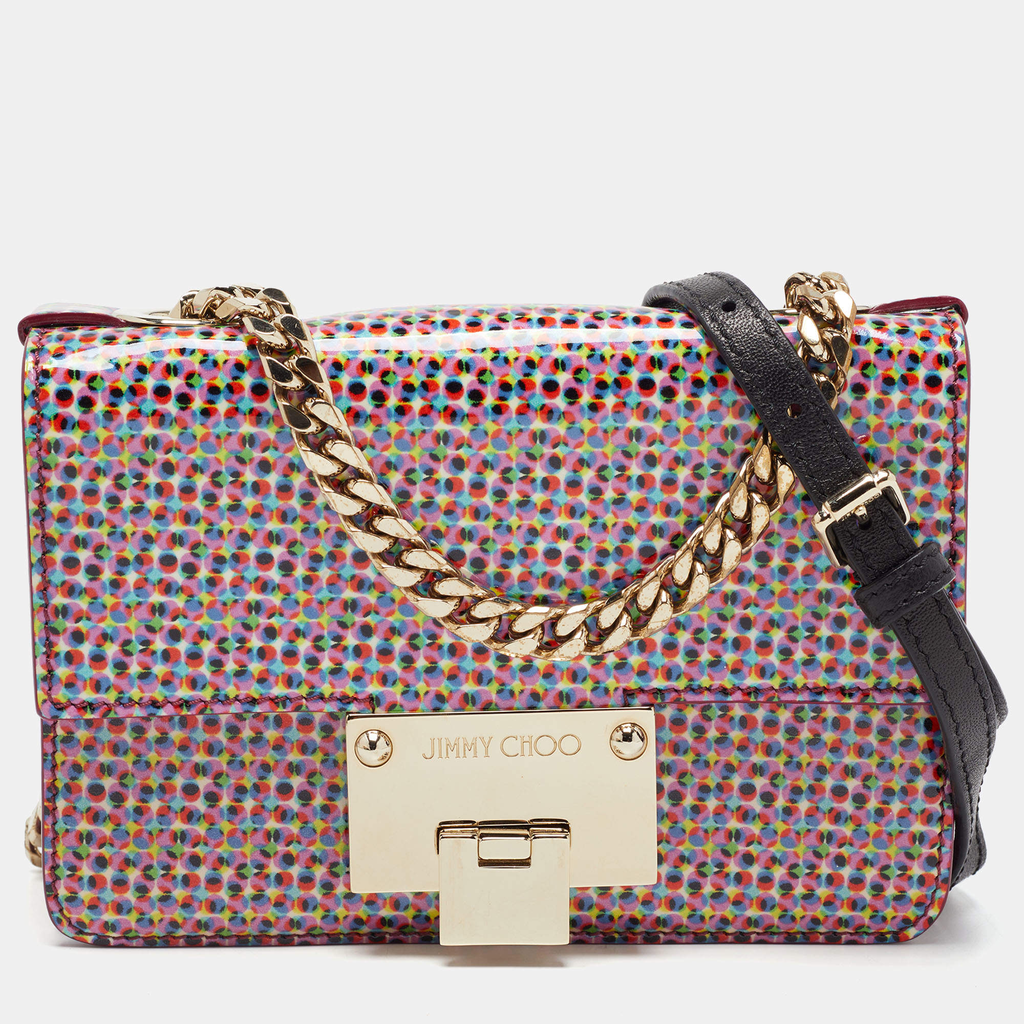 Pre Owned Jimmy Choo Multicolor Patent Leather Rebel Crossbody Bag