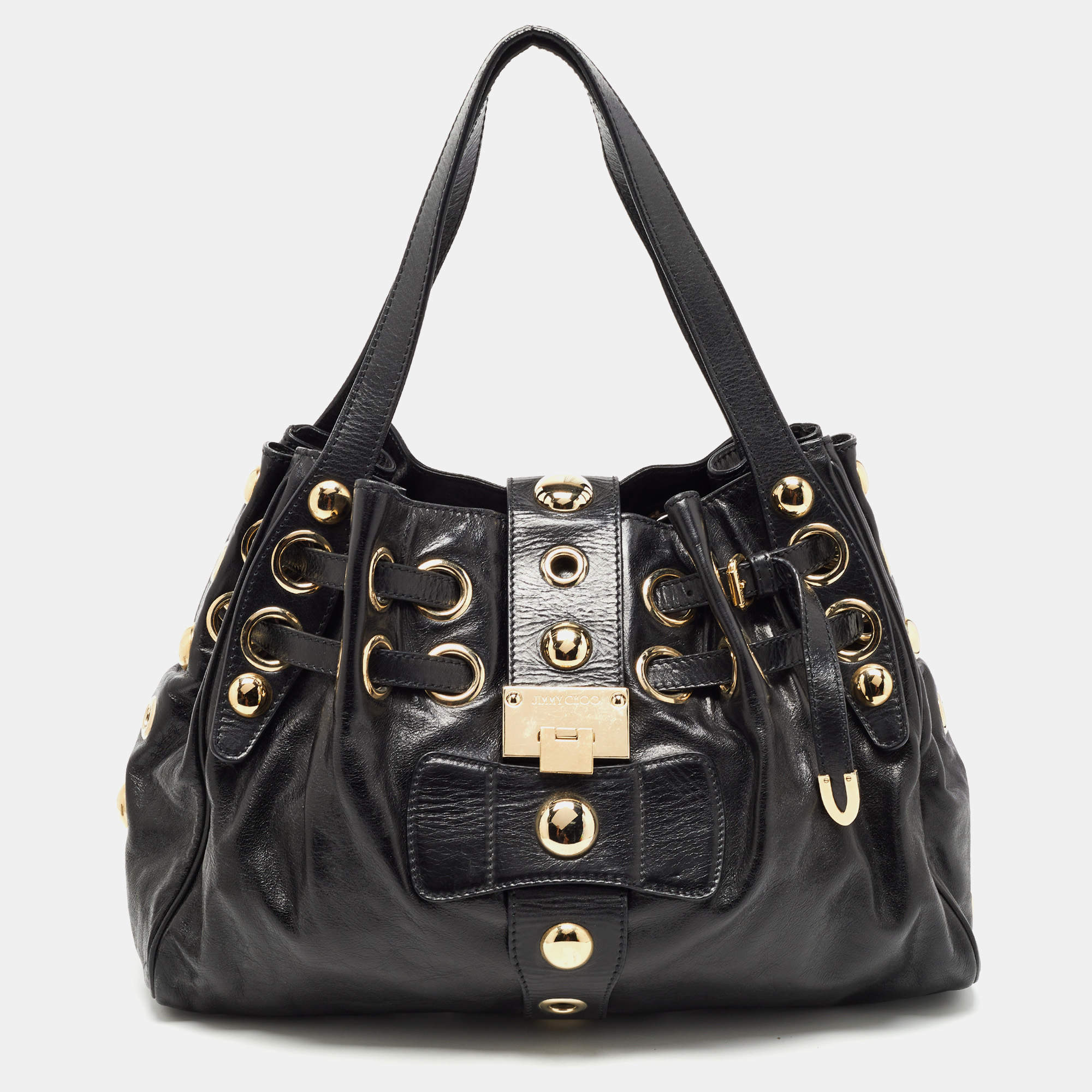 Pre Owned Jimmy Choo Black Leather Riki Tote