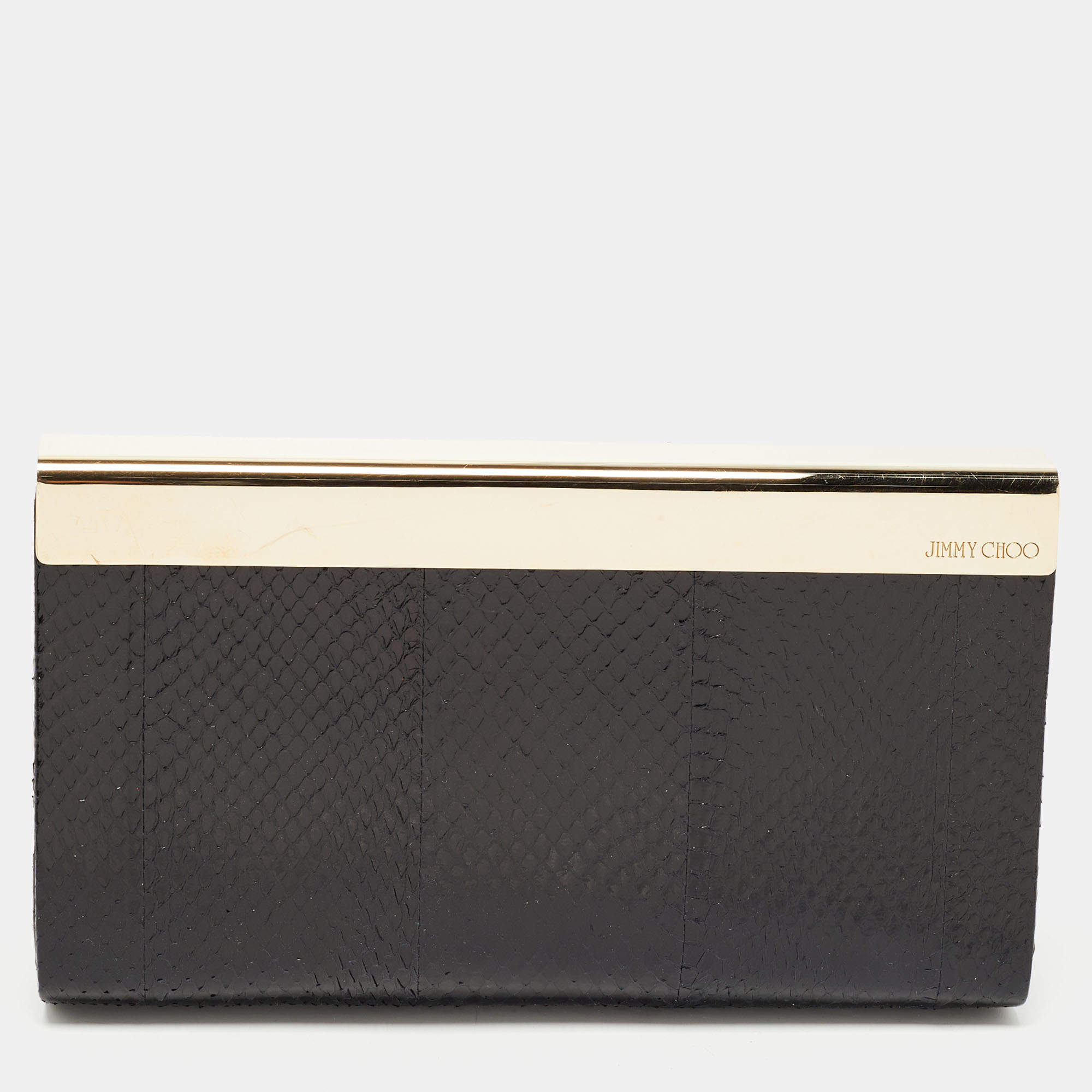 Pre Owned Jimmy Choo Black Karung Leather Cayla Clutch