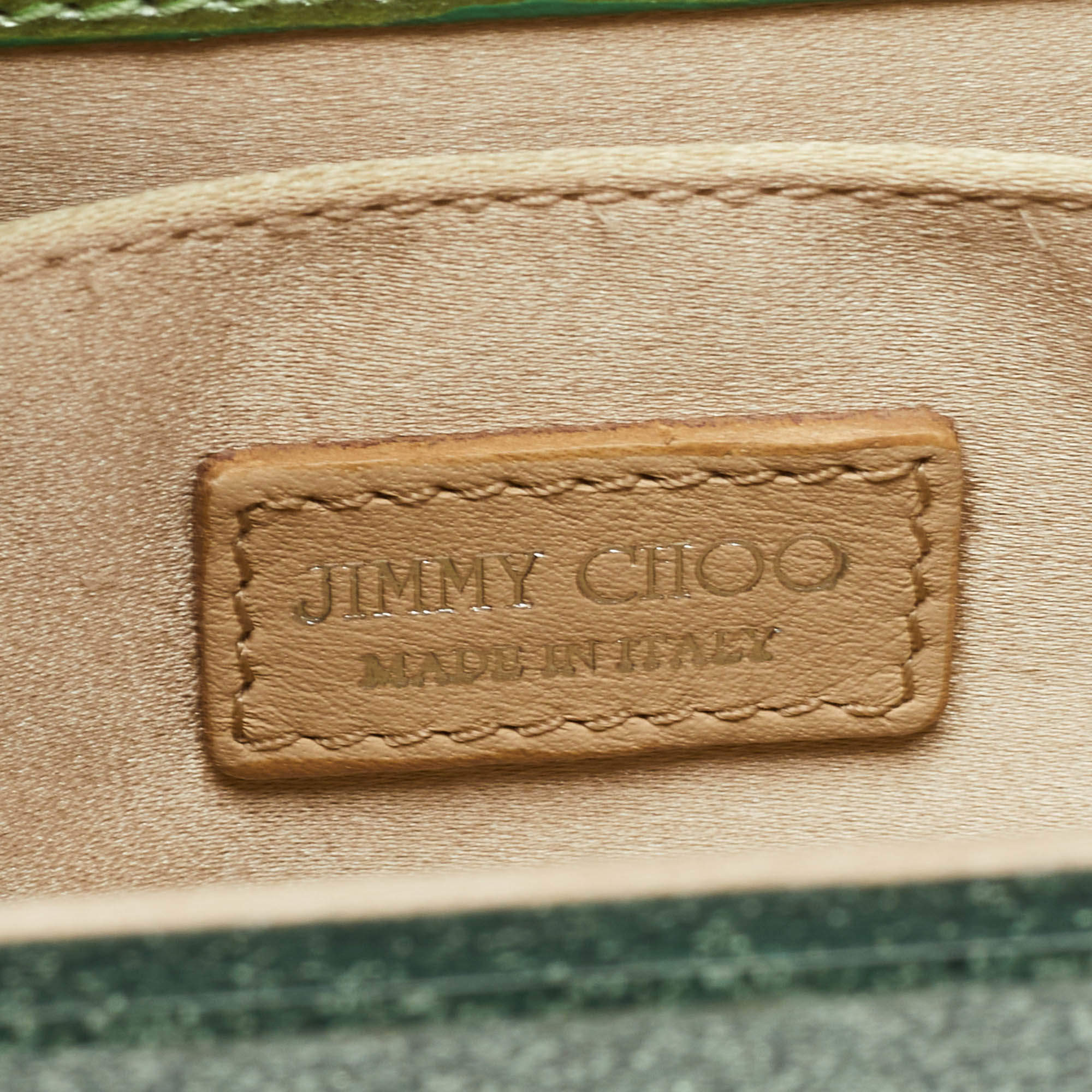Pre Owned Jimmy Choo Mint Green Glitter Acrylic Candy Chain Clutch