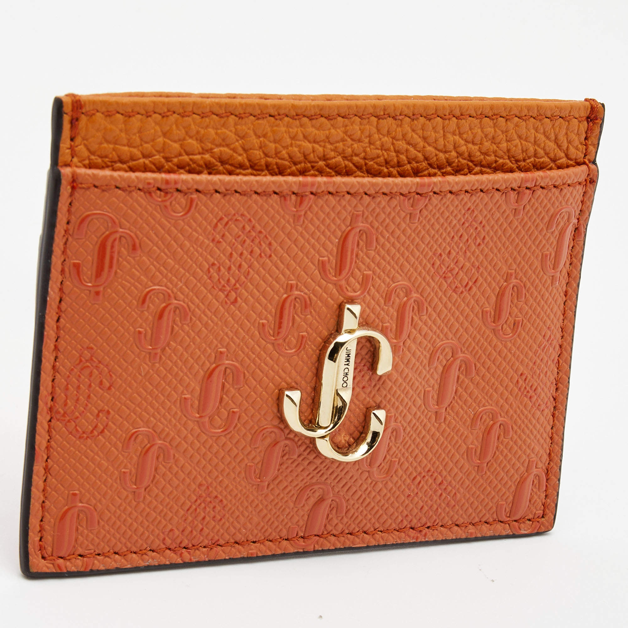 Jimmy Choo Orange Monogram Leather Umika Card Case Jimmy Choo | TLC