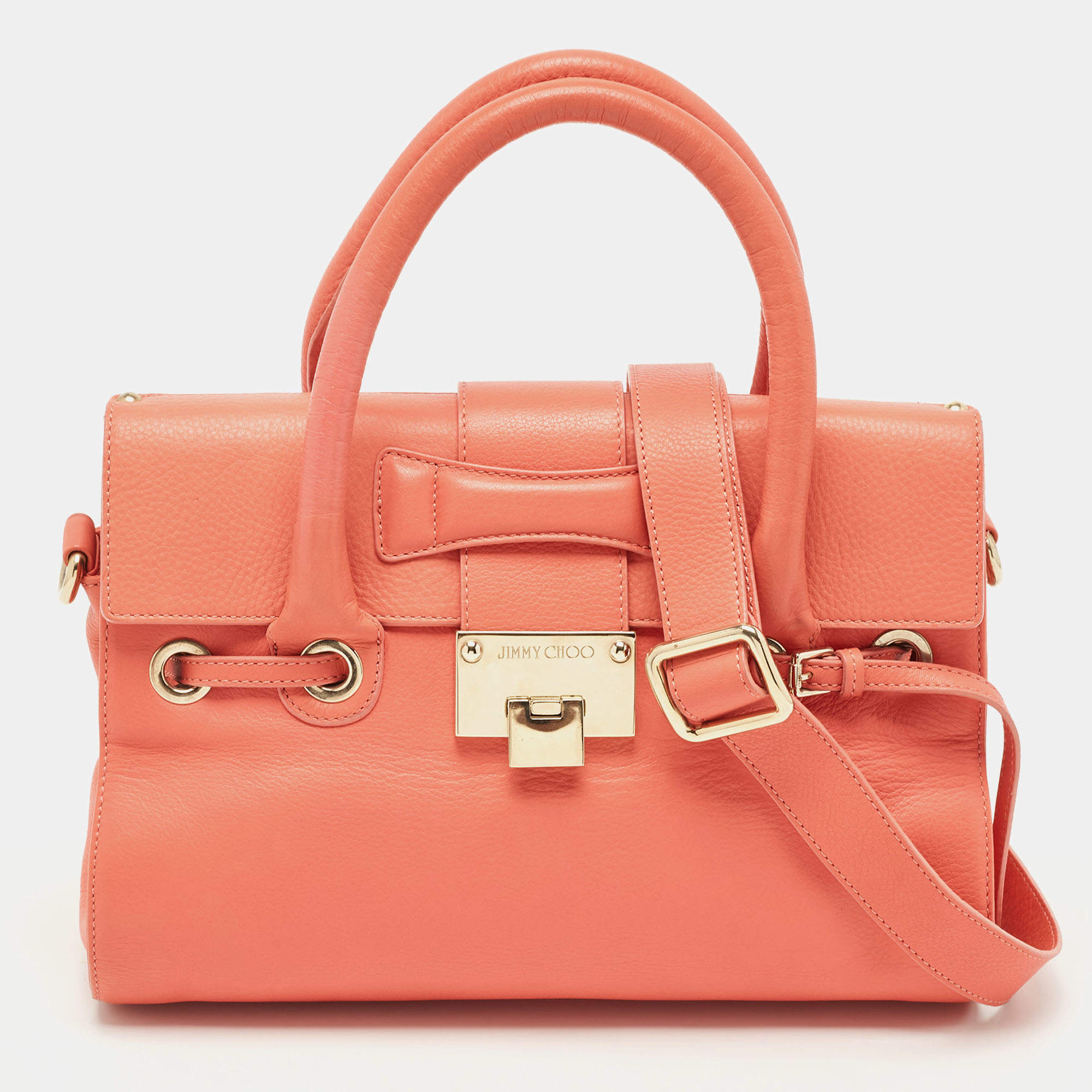 Pre Owned Jimmy Choo Coral Leather Small Rosalie Satchel