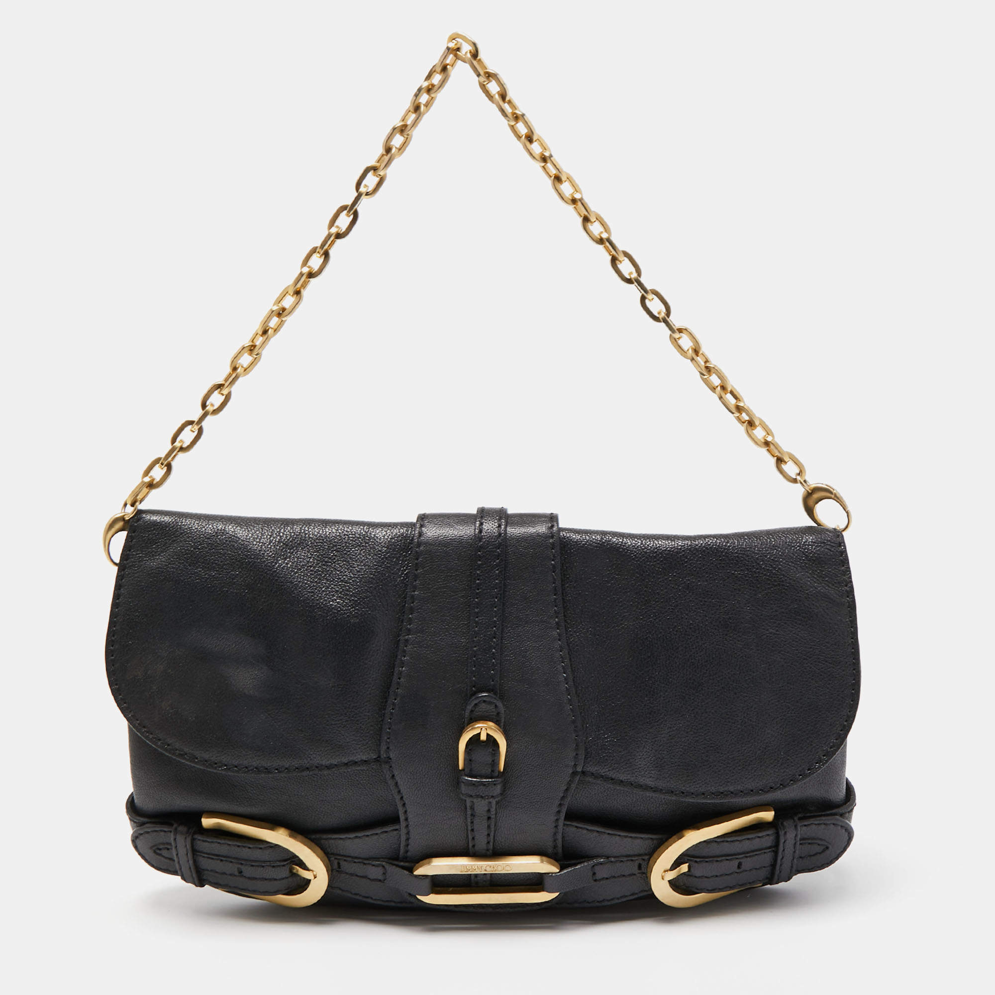 Jimmy Choo Black Leather Troy Chain Shoulder Bag Jimmy Choo | The ...