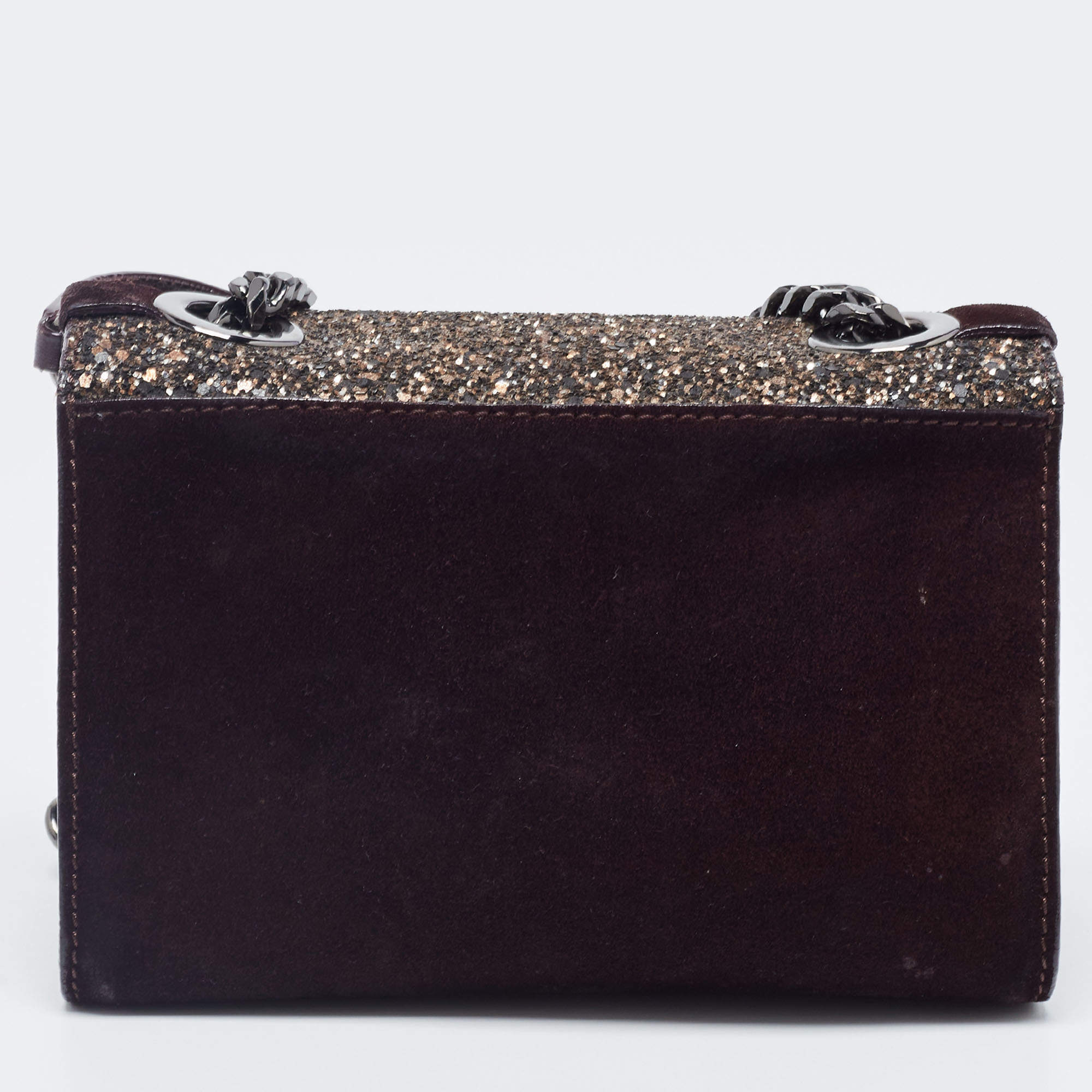 Jimmy Choo Brown Suede and Glitter Rebel Crossbody Bag Jimmy Choo