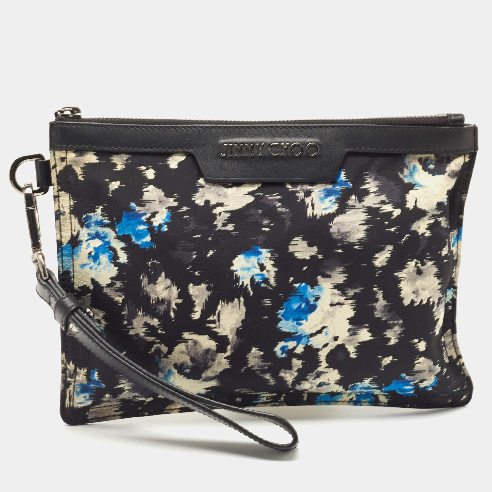 مملوكة مسبقًا Jimmy Choo Multicolor Printed Nylon Wristlet Zip Pouch