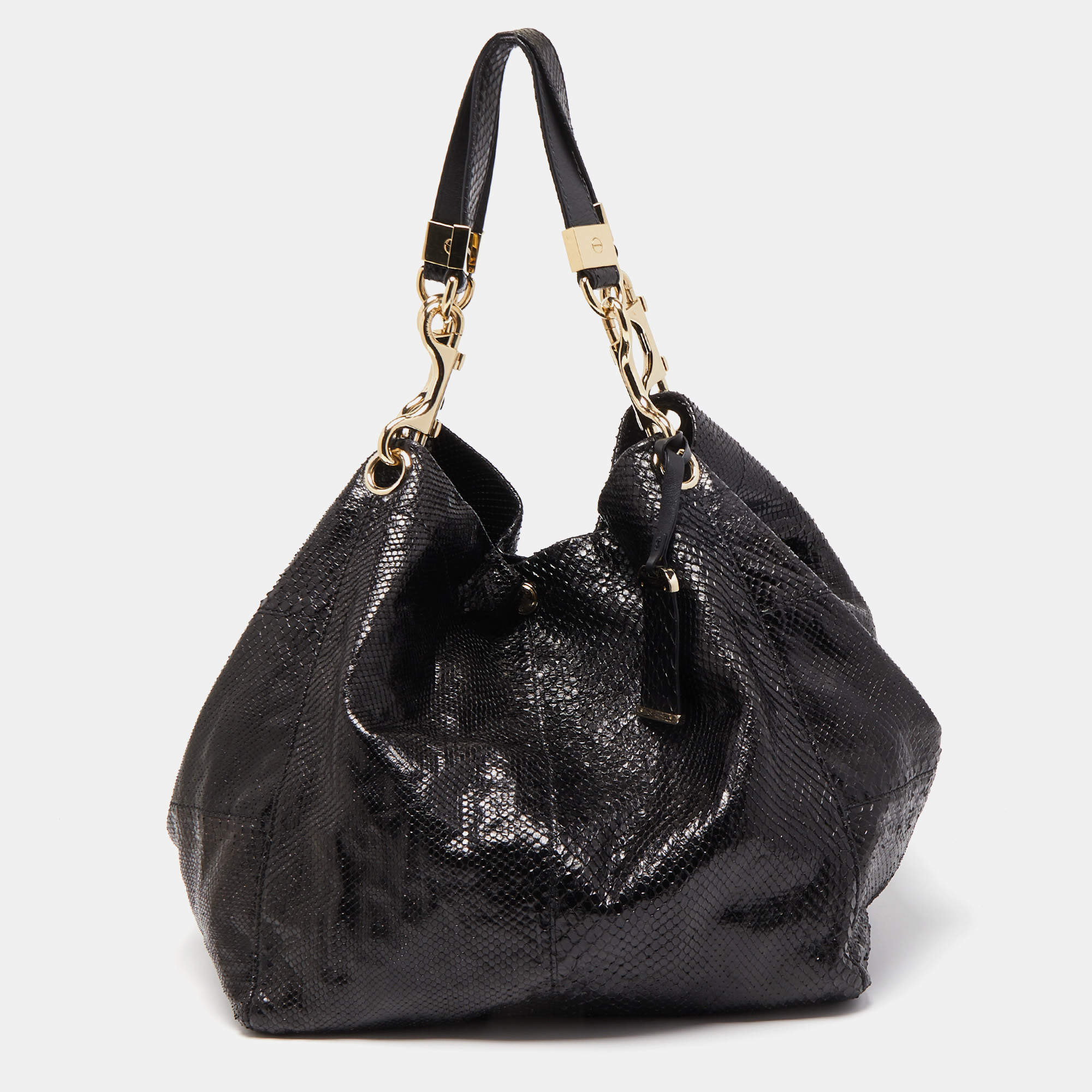 Jimmy Choo Black Python Lohla Jayne Tote